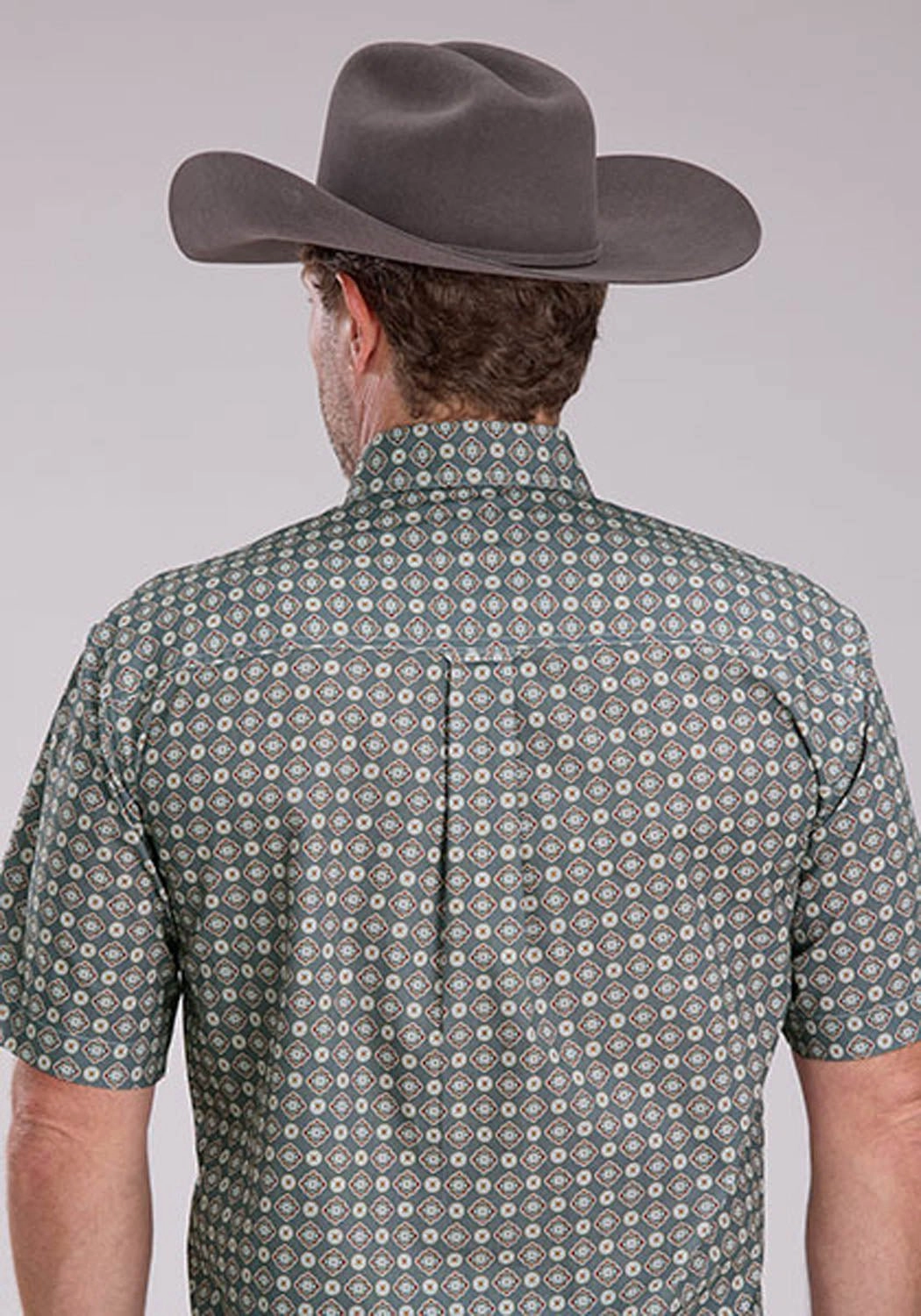 Anti Pilling Treatment bohemian flair Roper Mens 2501 Medallion Foulard Grey 100% Cotton 1 Pkt S/S Shirt