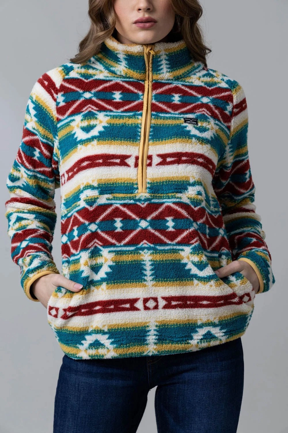 Snow Block Ventilated Back Kimes Ranch Womens Roswell Polar Teal 100% Polyester Fleece Jacket