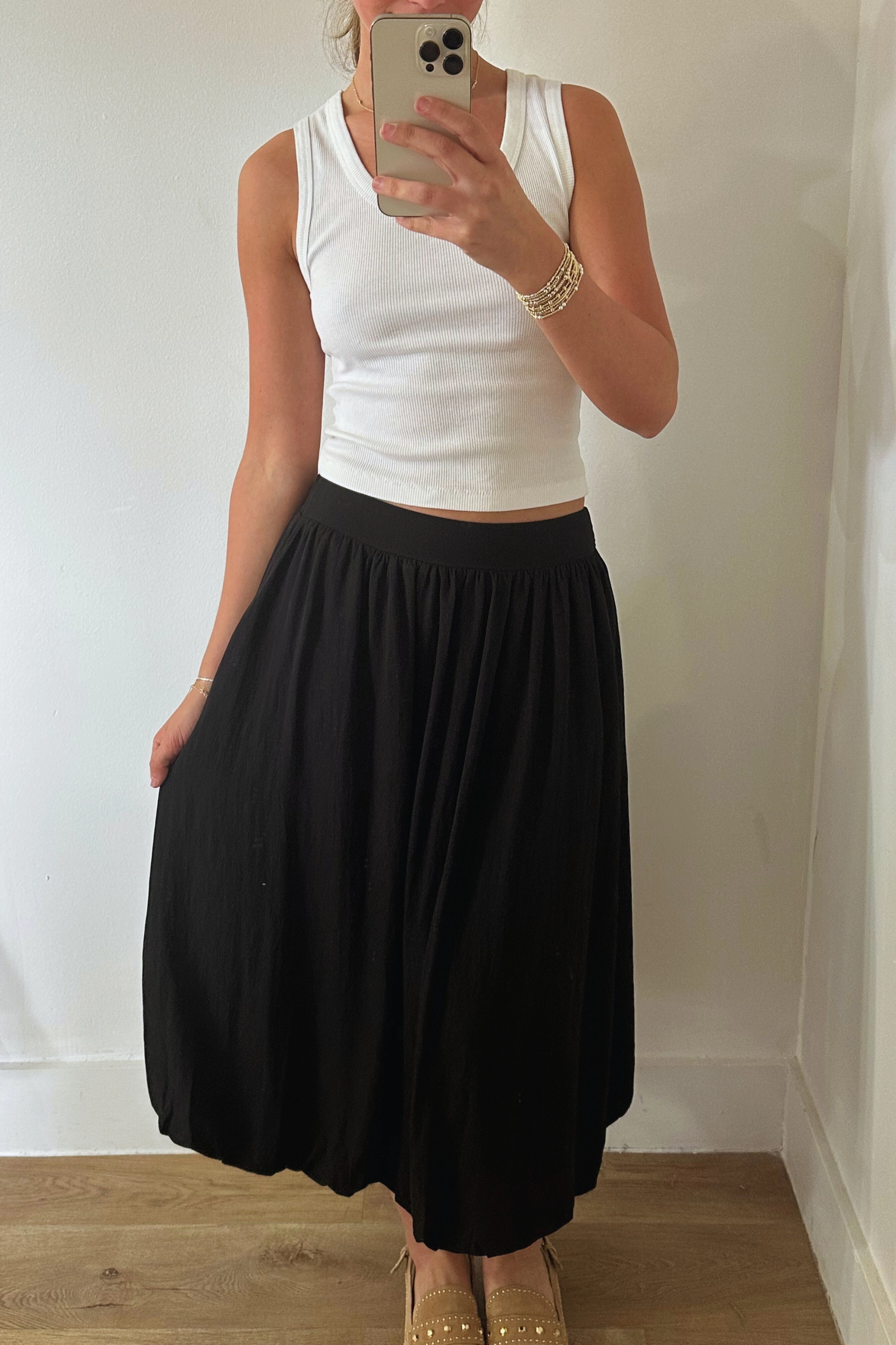 Bubble Midi Skirt - Black Abrasion Resistant Surface OdorResistant