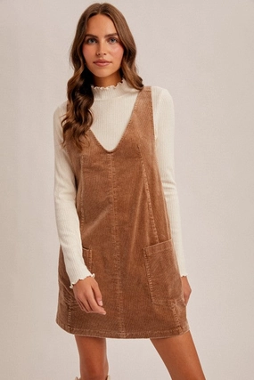 Beauty Feel Snow Wash Corduroy Pinafore Overall Dress