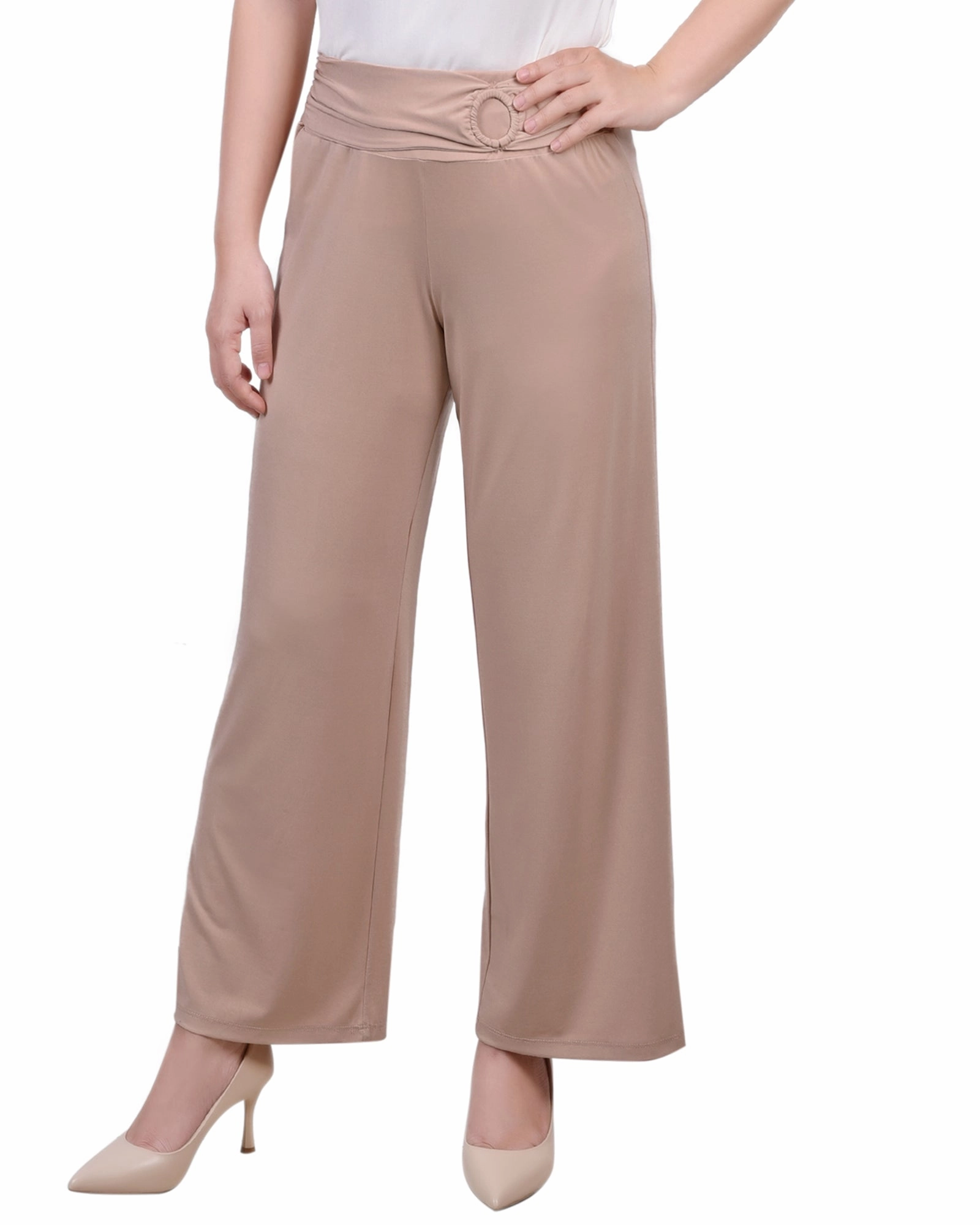 Petite Cropped Pull On Pants With Sash Modular Attachment RecycledPolyester