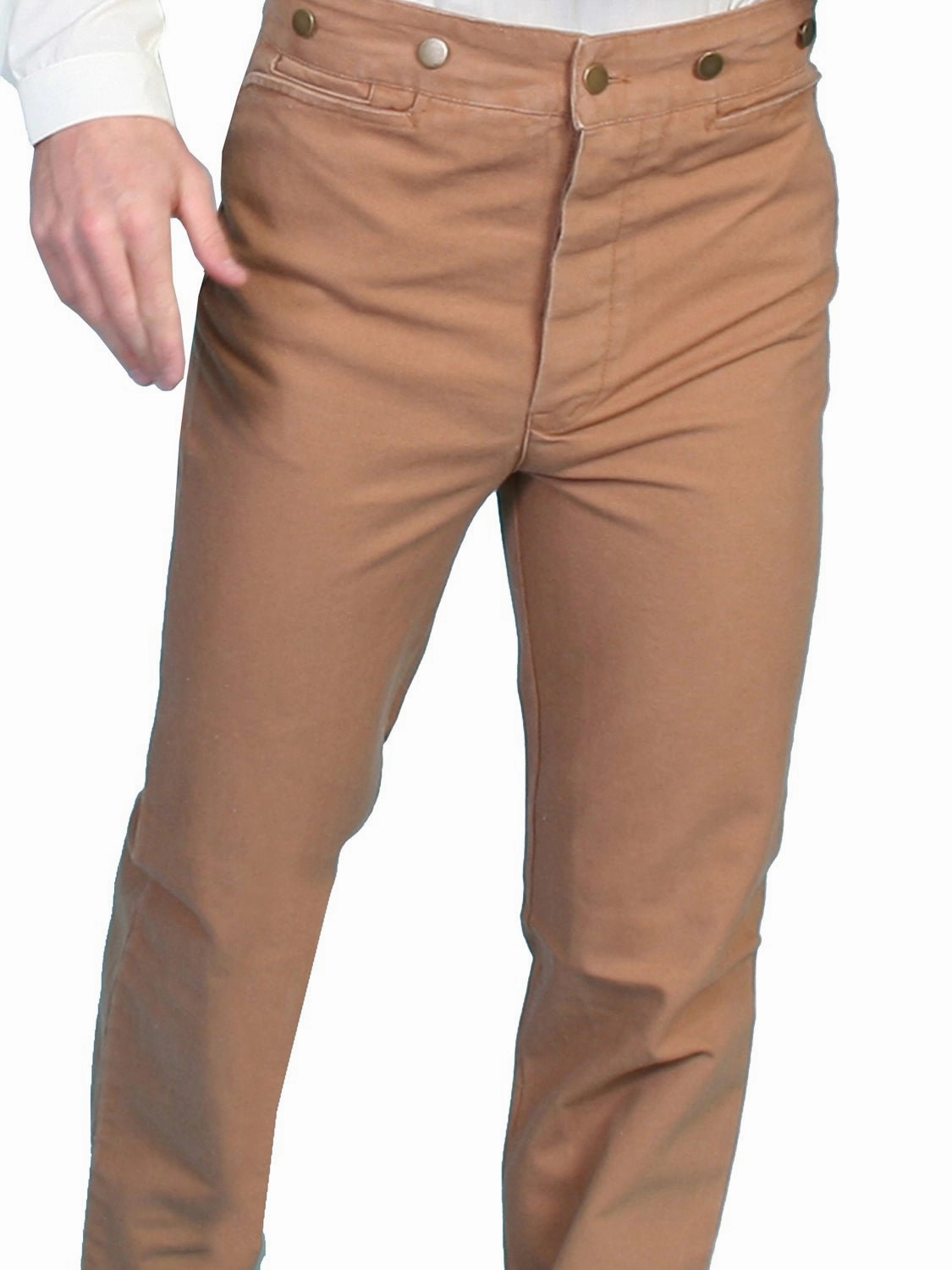 Ventilated Panels Tangle Free Cuffs Scully RangeWear Mens Brown 100% Cotton Notched Button Fly Canvas Pant