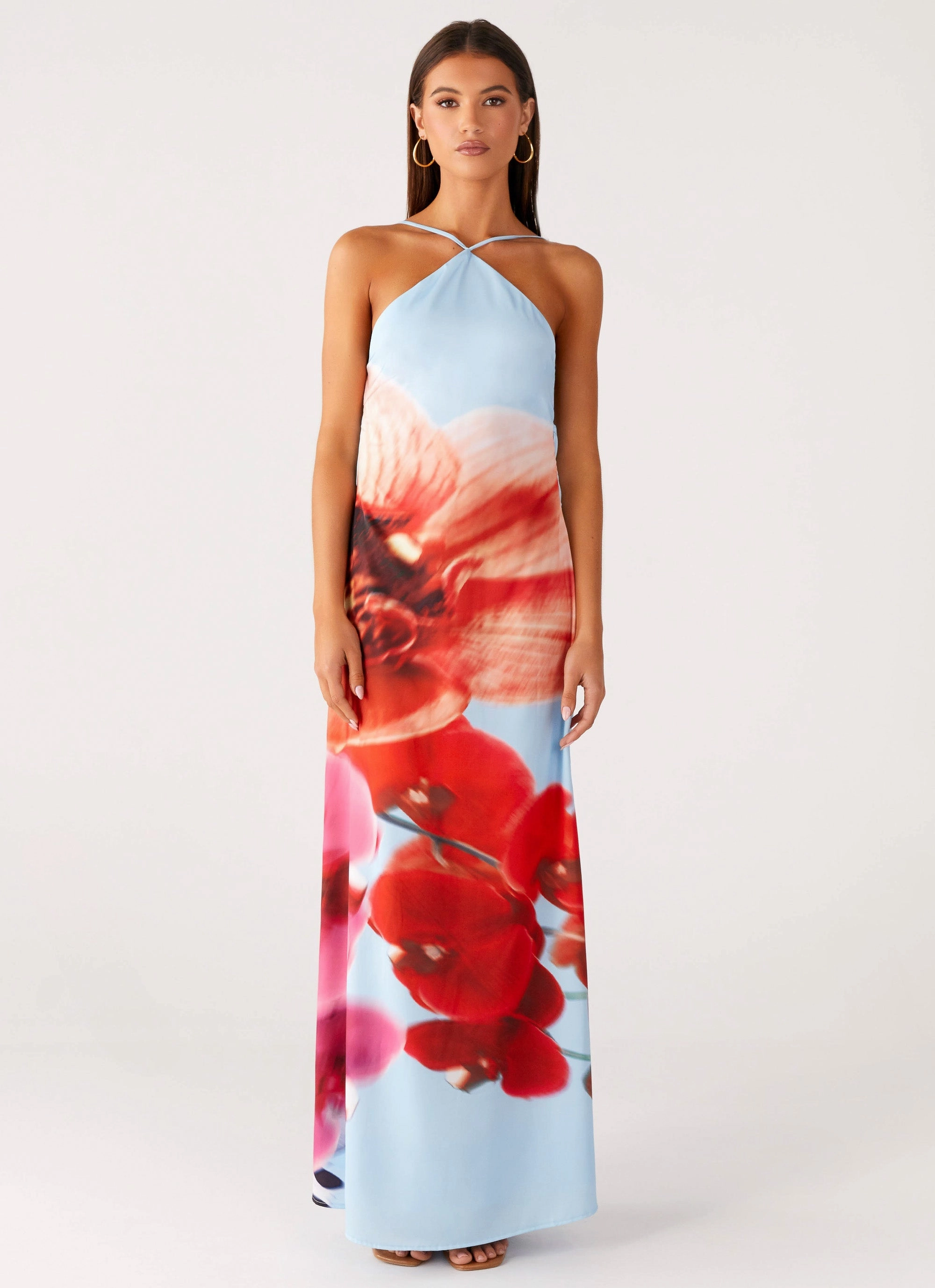 Puffer Outerwear Warm Outerwear Chloe Maxi Dress - Turquoise Bloom