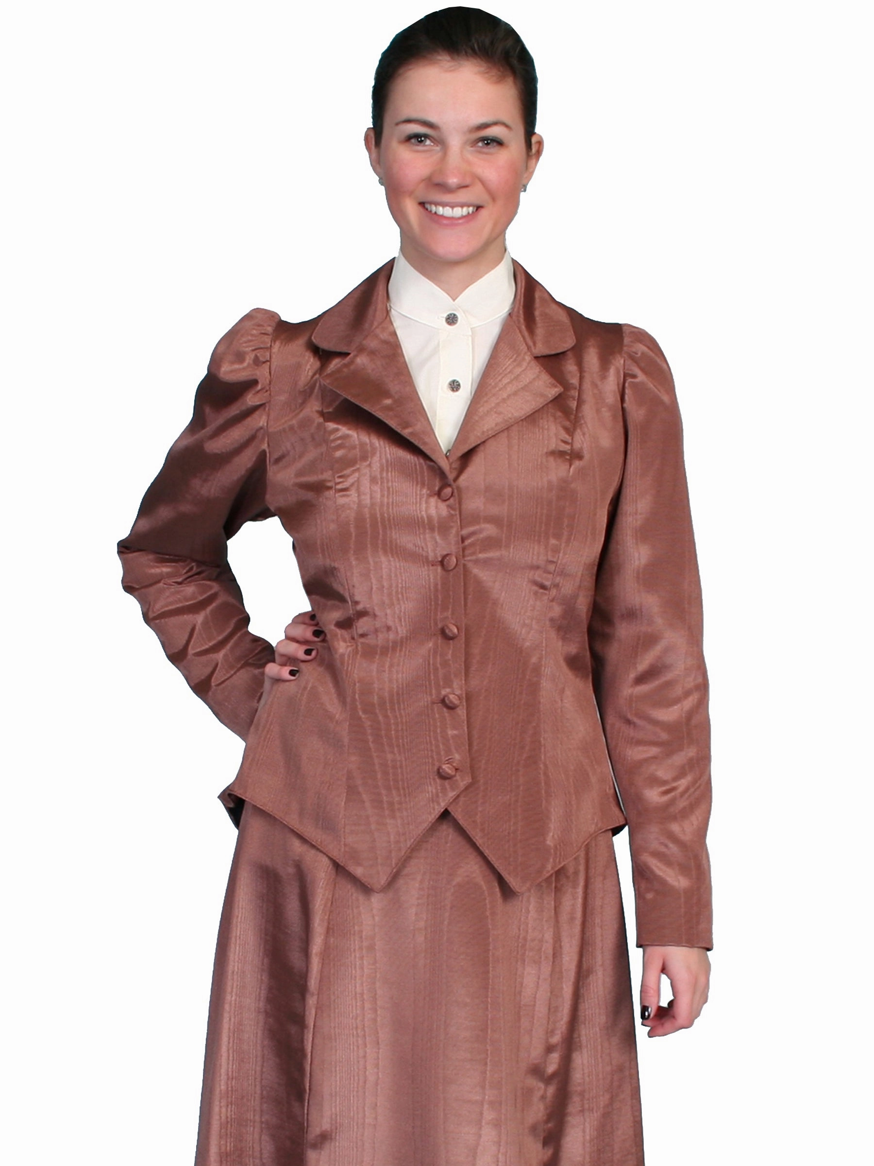 DualLayer Weave Scully Womens Wahmaker 19th Century Style Jacket Chocolate Poly Blend Moire