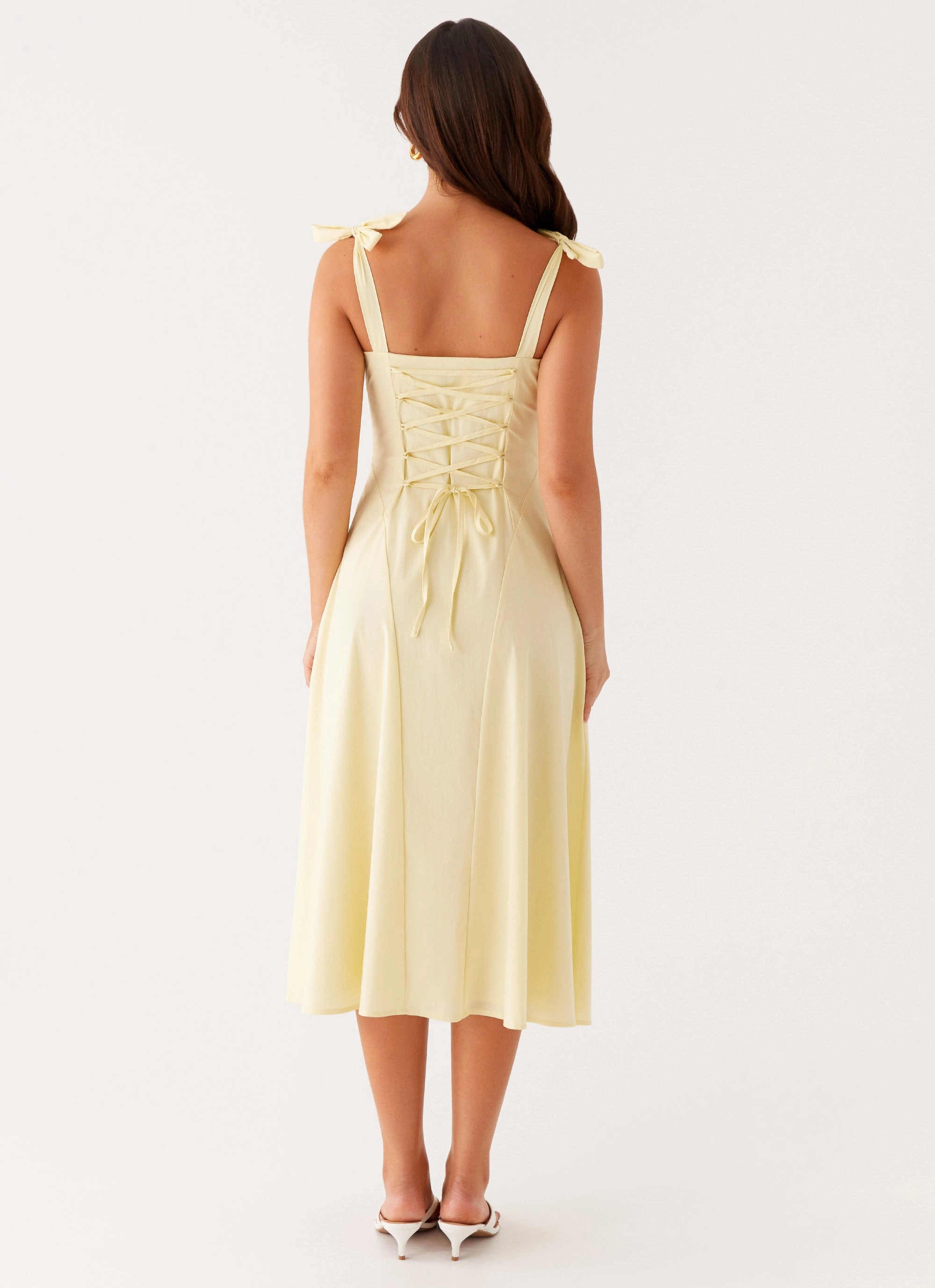 Vegan Fabric Adela Midi Dress - Yellow