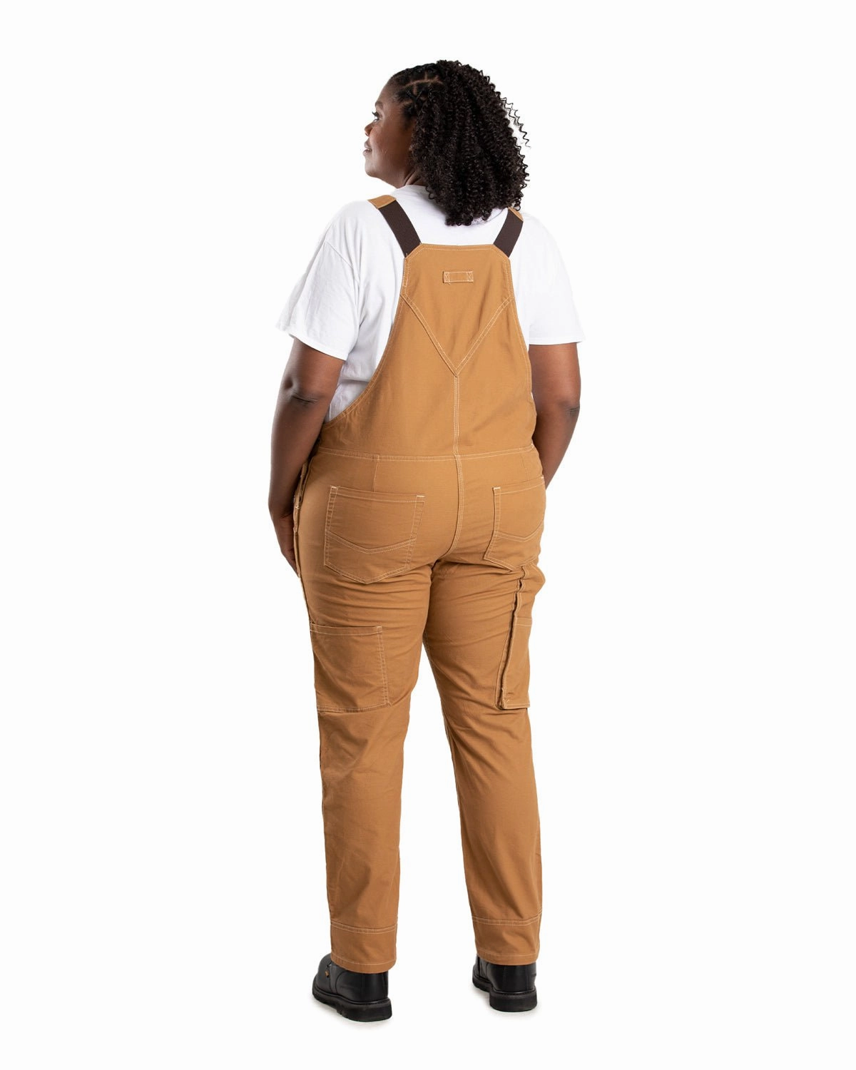 Berne Womens Unlined Stretch Brown Duck Cotton Blend Bib Overall Weather resistant