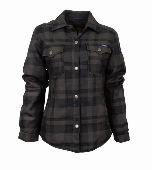 Mild Day Outfit Stowable Hood STS Ranchwear Womens Trapper Shirt Gray/Navy Plaid 100% Polyester Cotton Jacket