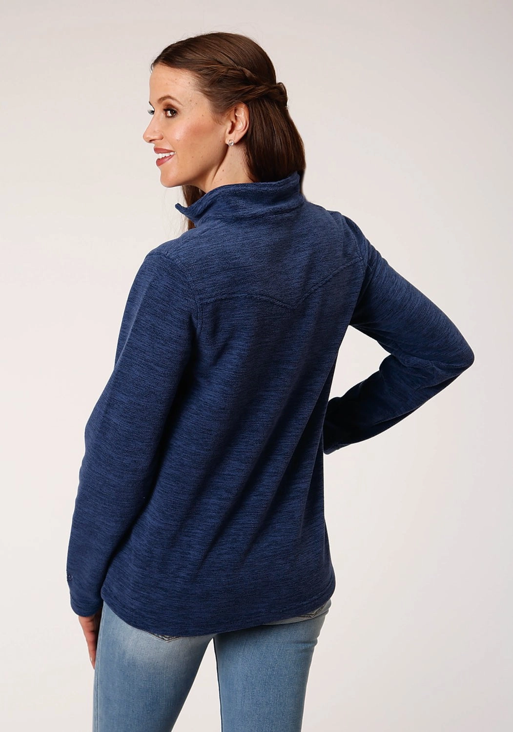 Convertible Silhouette Roper Womens Melange Navy Polyester Micro Fleece Jacket