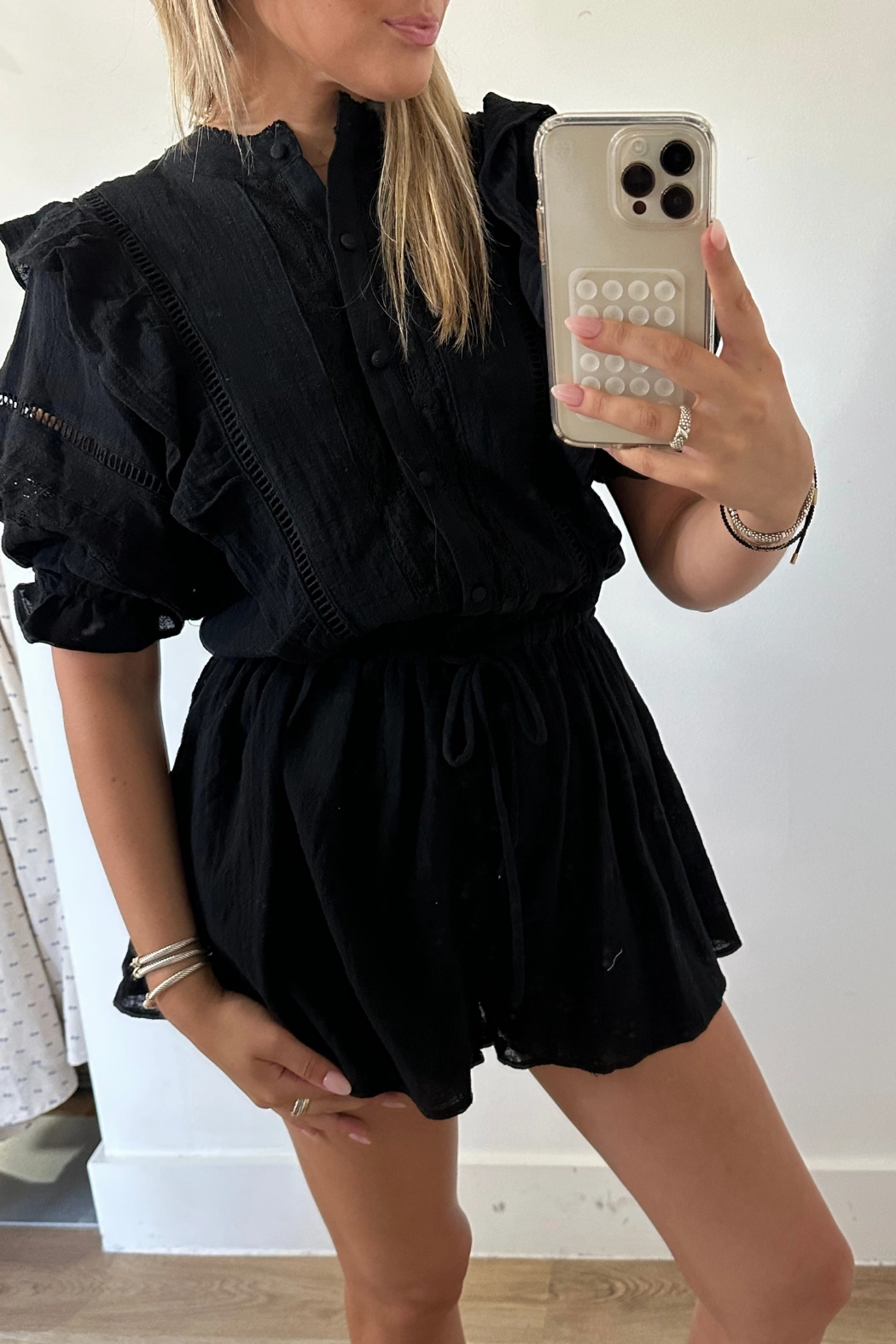 Ethereal Lace Ruffle Romper - Black Timeless Pick Winter Layer