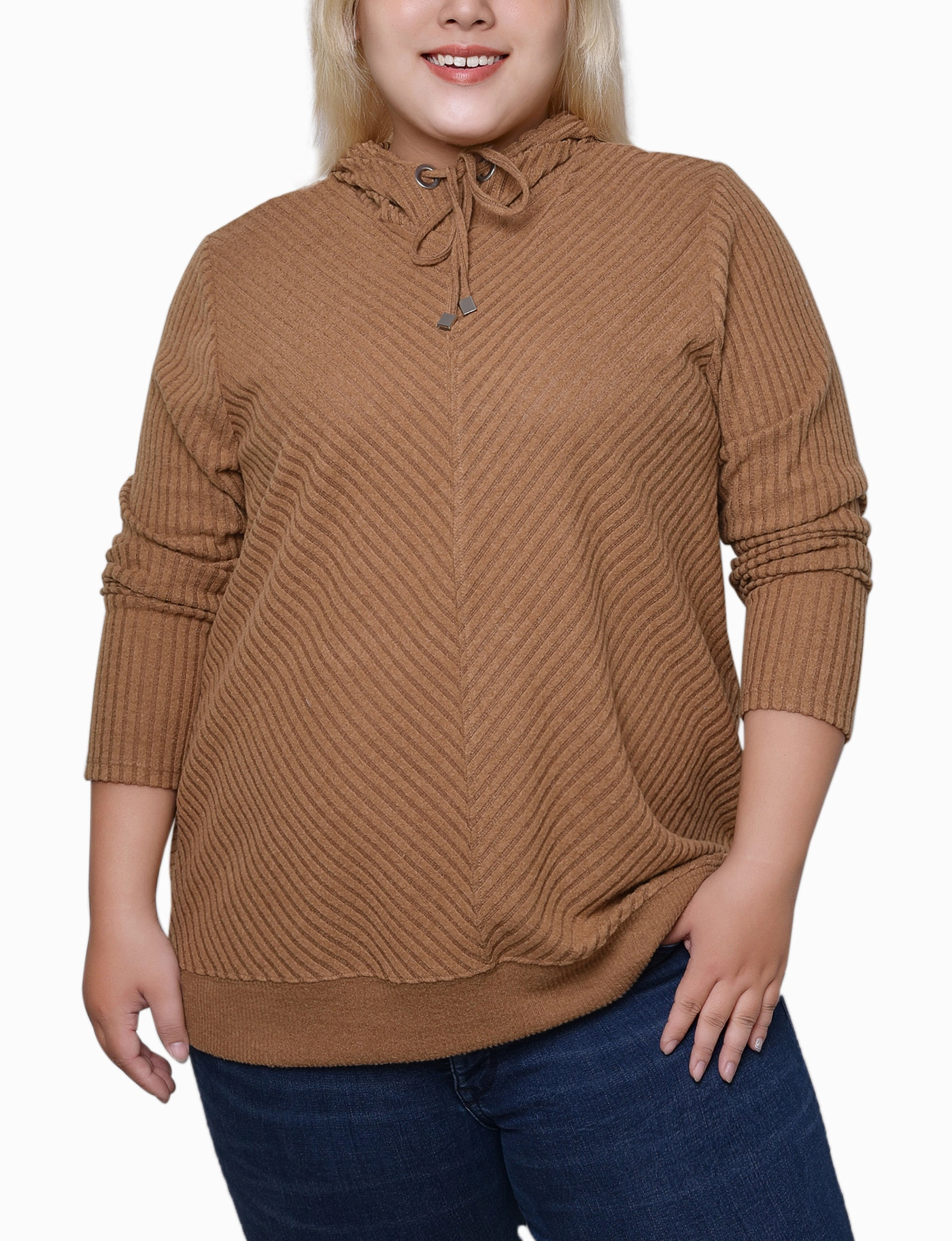 Airflow Optimized Weave NoTagLabel Plus Size Ribbed Long Sleeve Hoodie
