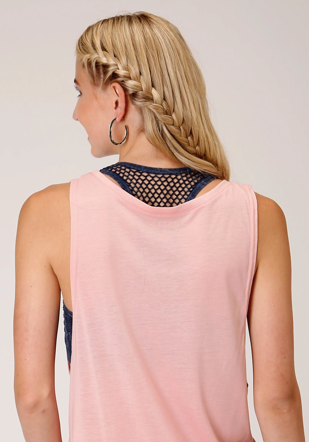 Geometric Pattern Roper Womens Pink Poly/Rayon Cactus Tank Top