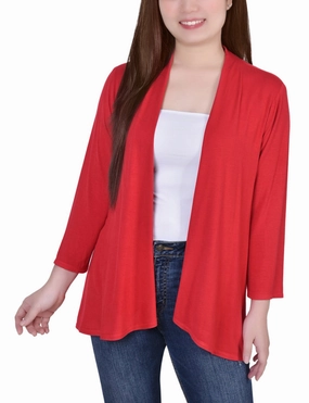 UV Protective Coating Sleeveless Top Solid 3/4 Sleeve Cardigan