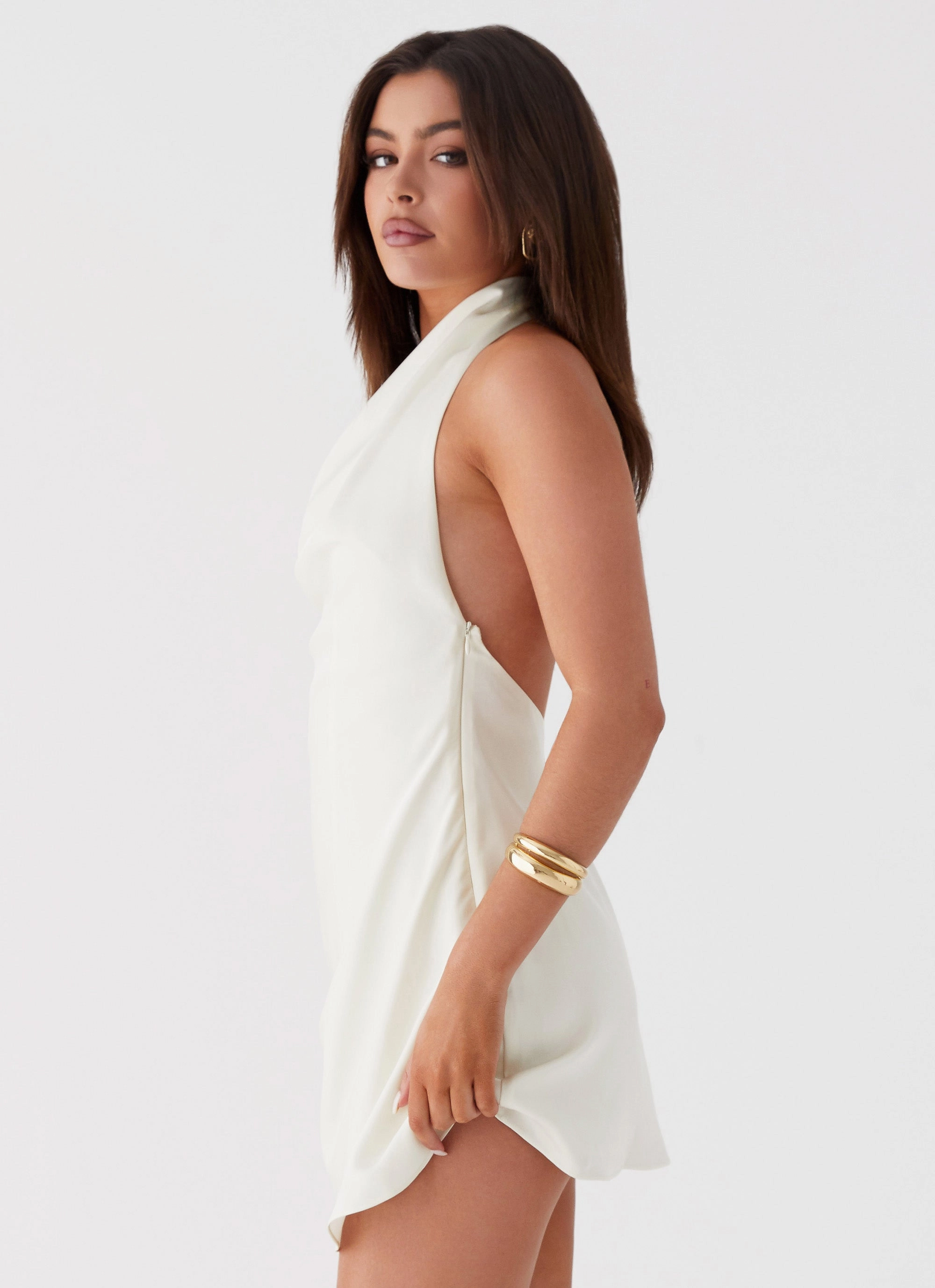 Soft cotton blend dress Contrast-Lining Sonelle Mini Dress - Ivory