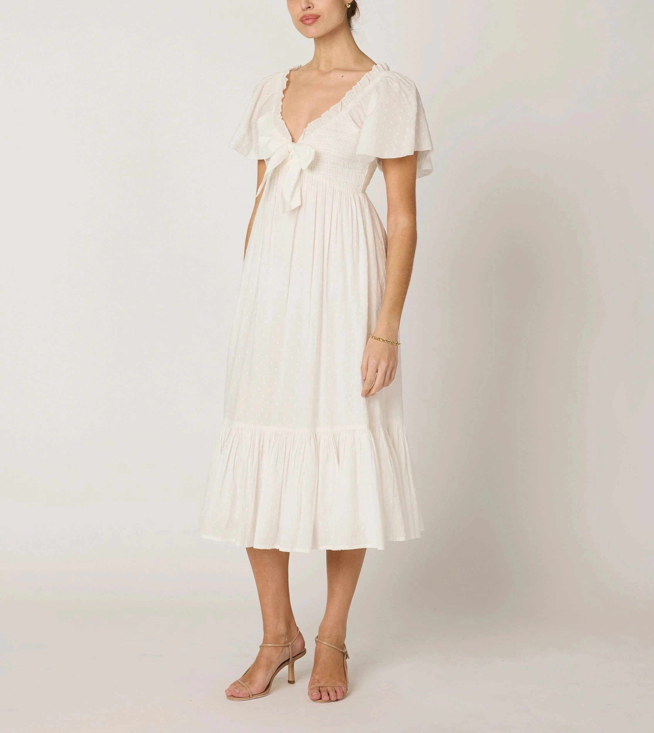 Ashlyn Midi Dress | Ivory Light Blend Smooth-Lining