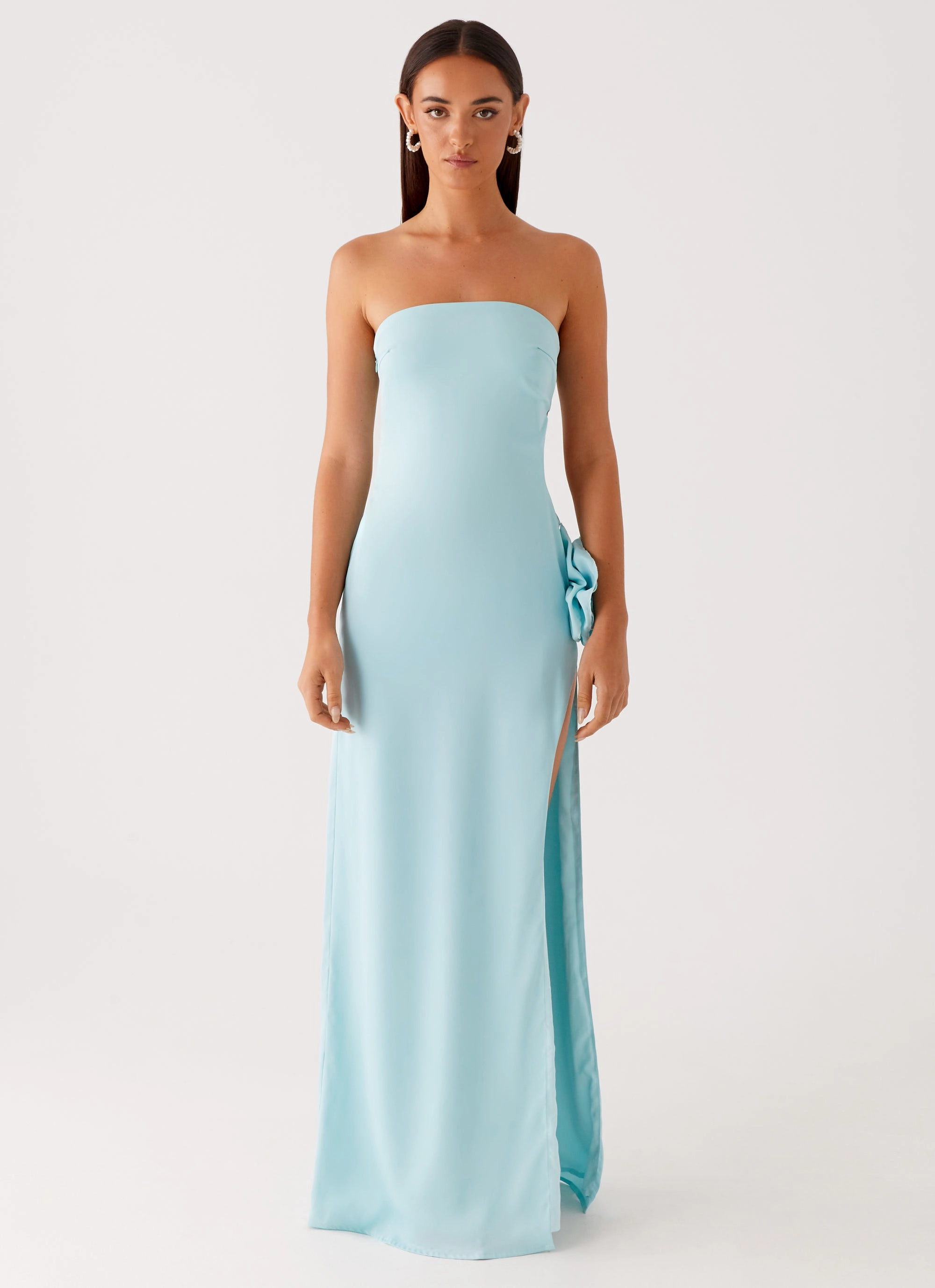 Detachable Hood Fenway Strapless Maxi Dress - Mint