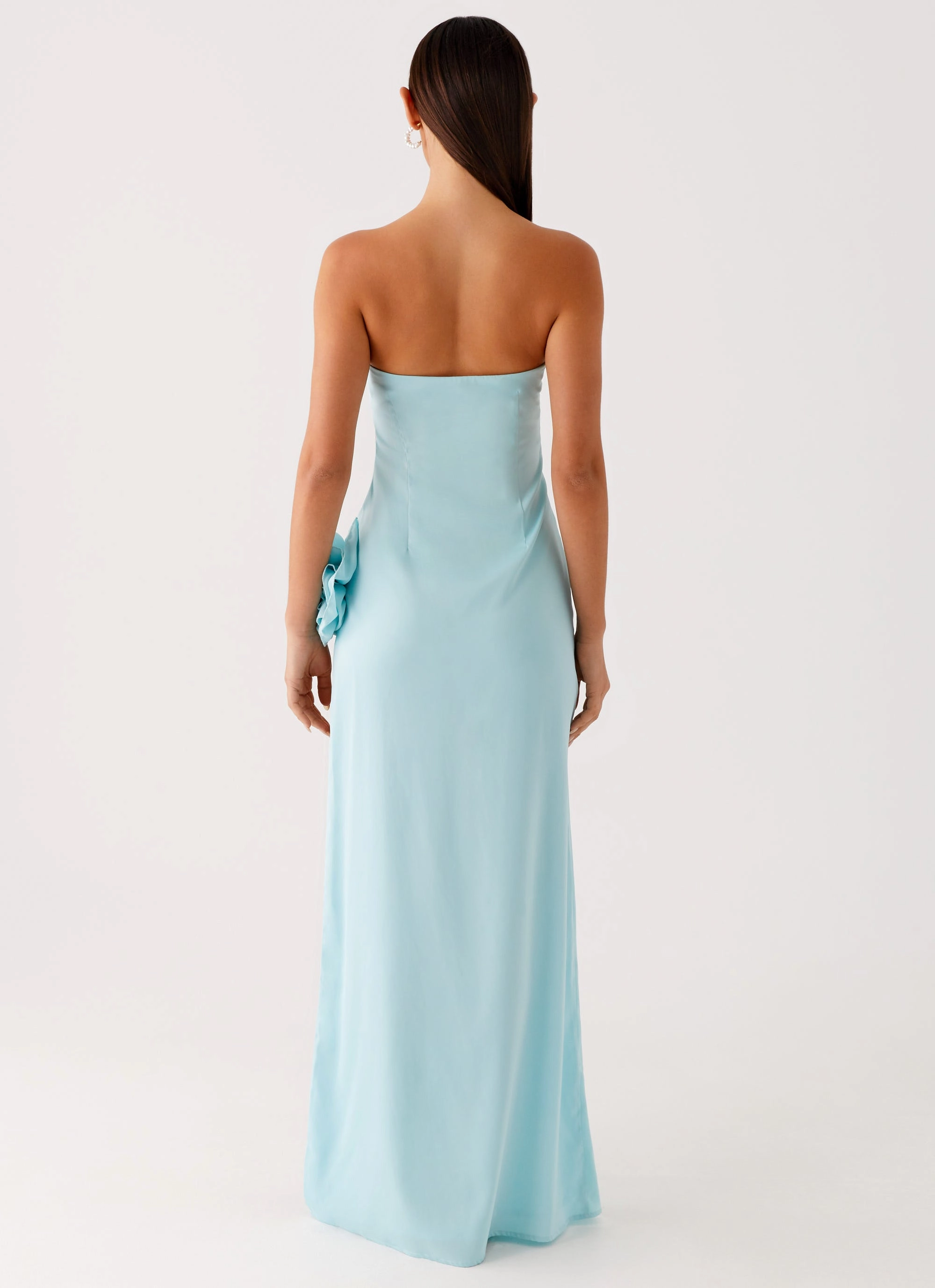Fenway Strapless Maxi Dress - Mint Drapey Fabric