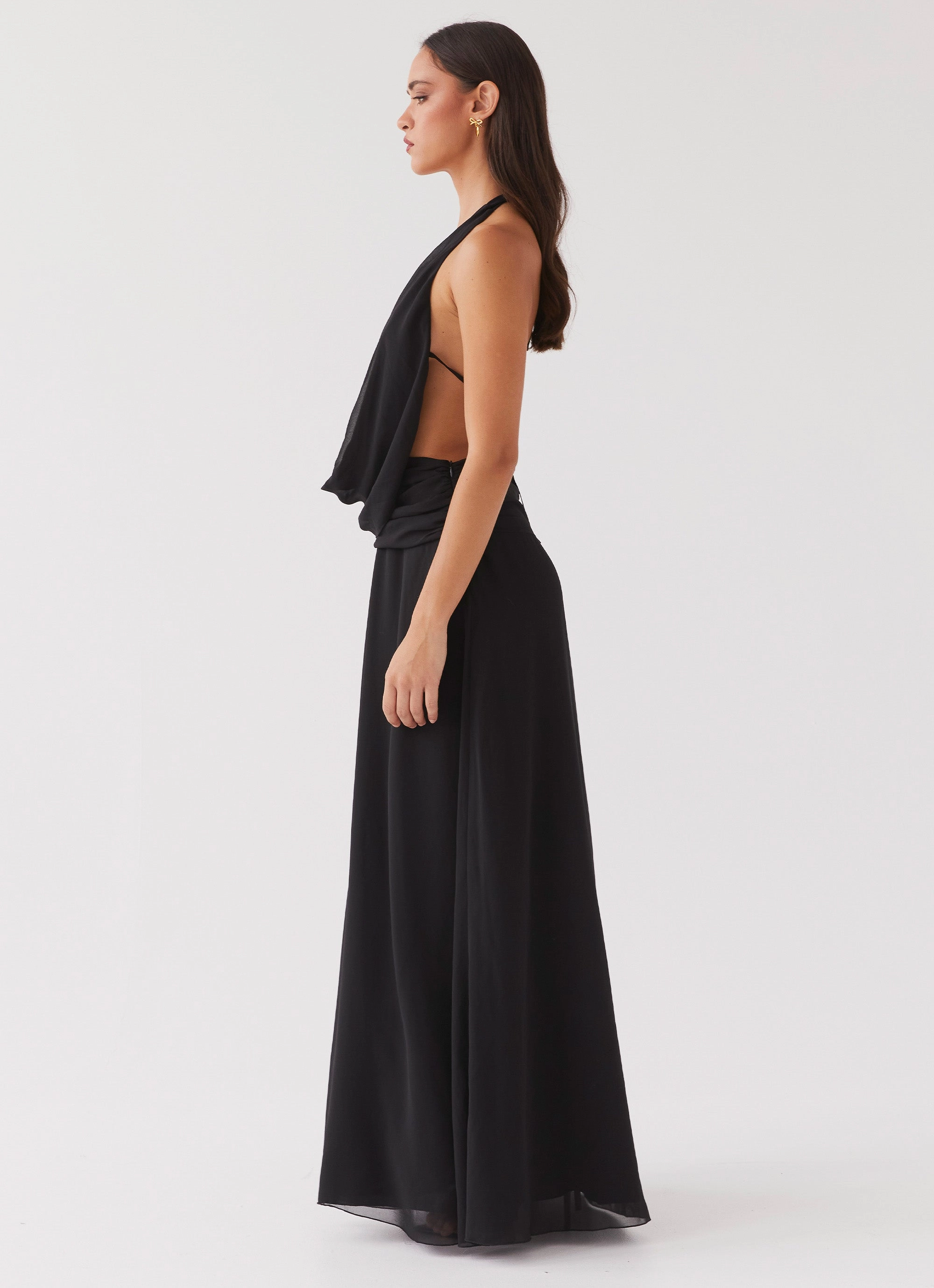 Elysia Chiffon Maxi Dress - Black Winter Ready Coat