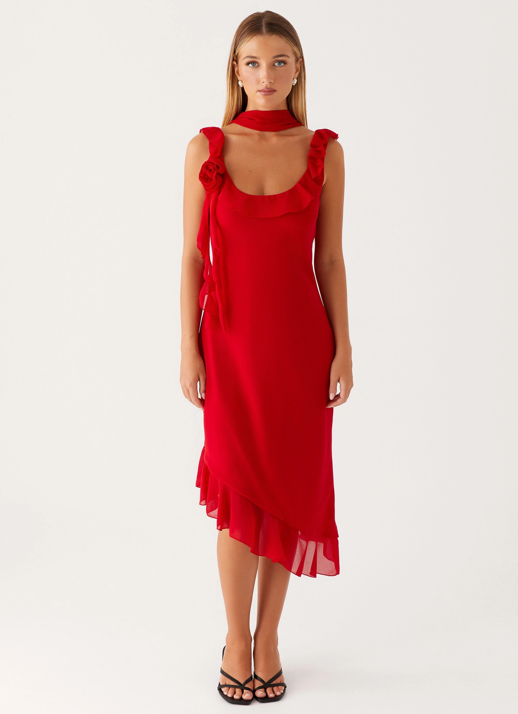 Layering Piece Warm Layer Fariday Midi Dress - Red