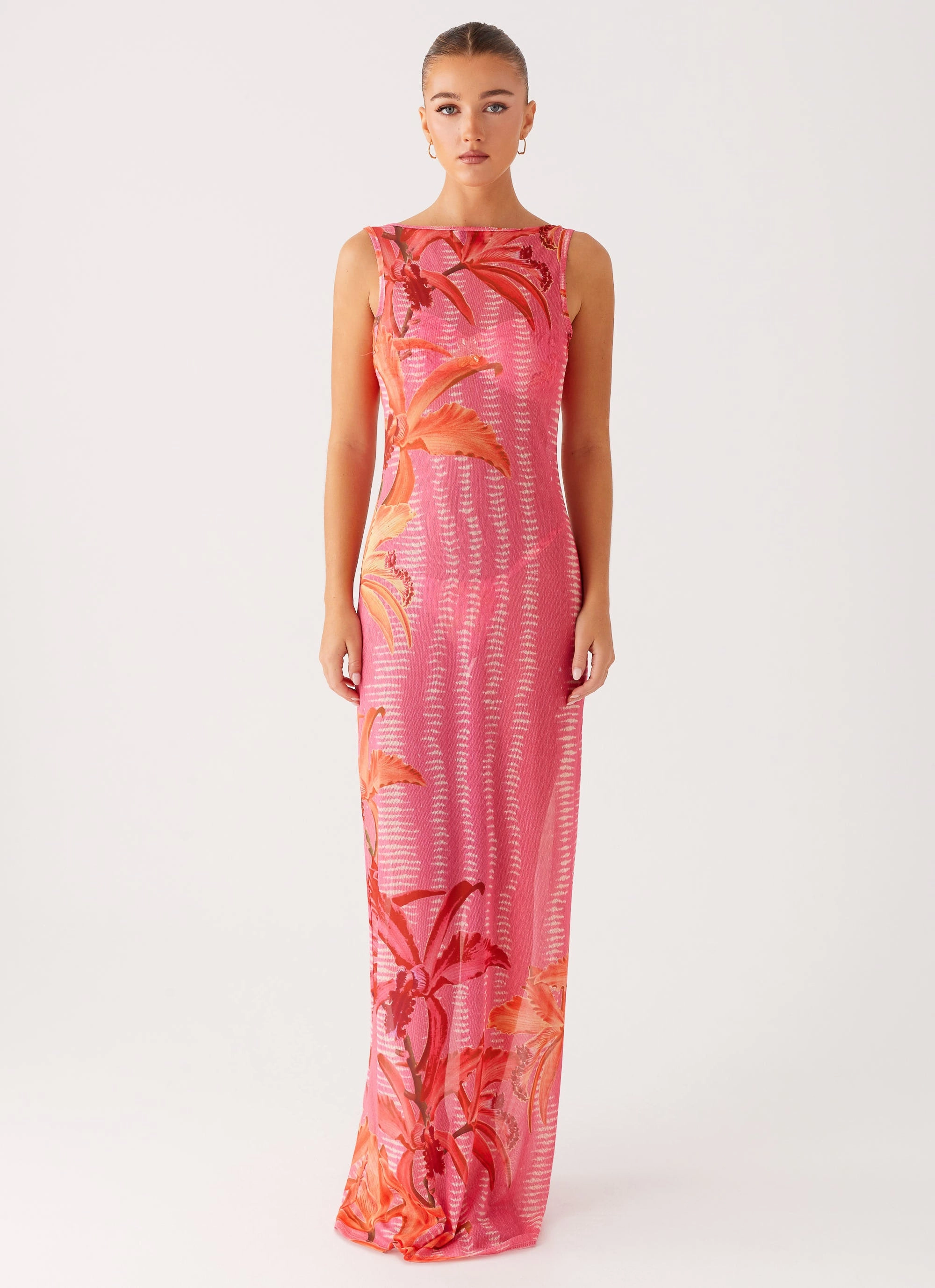 single wear Fashionable Design Sorella Maxi Dress - Tropical Pink Print