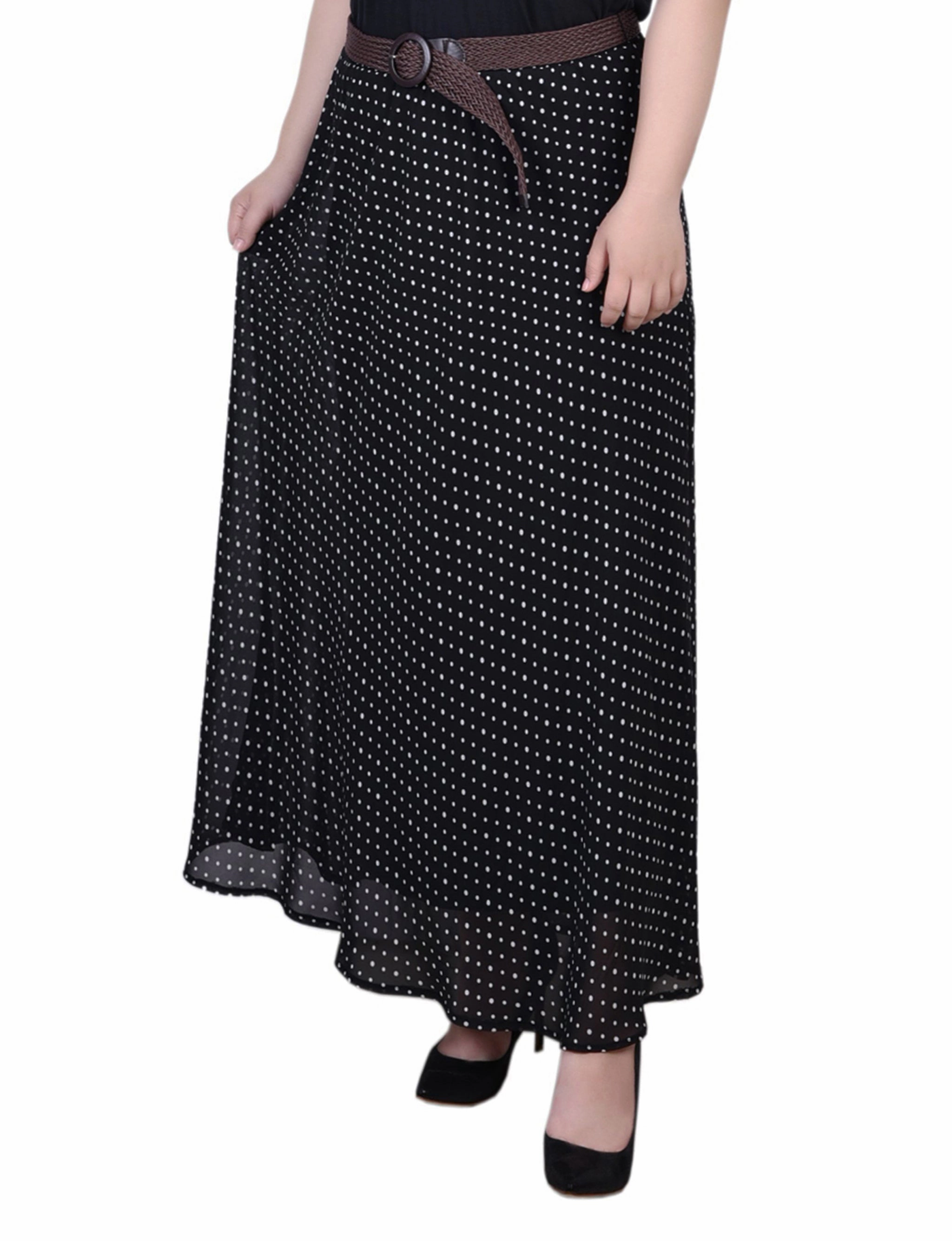 Plus Size Chiffon Maxi Skirt Non Slip Waist