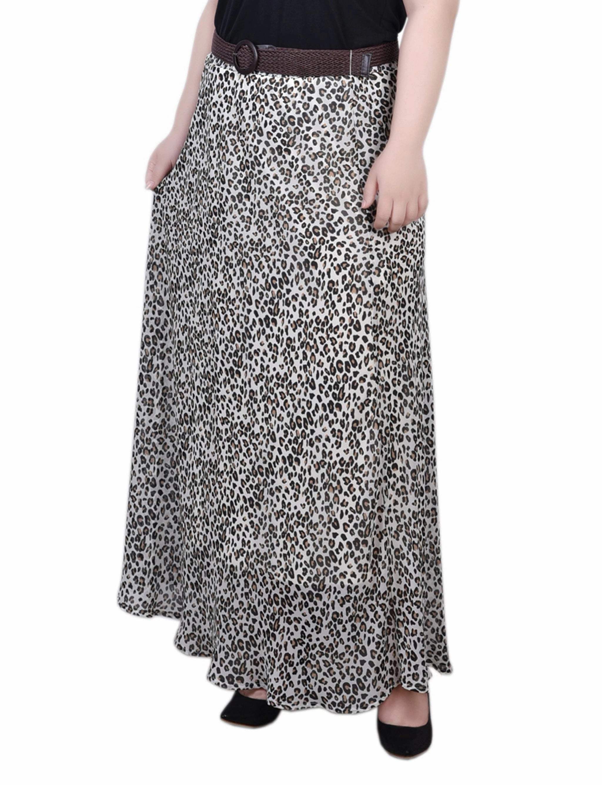 Pure Fabric Plus Size Chiffon Maxi Skirt