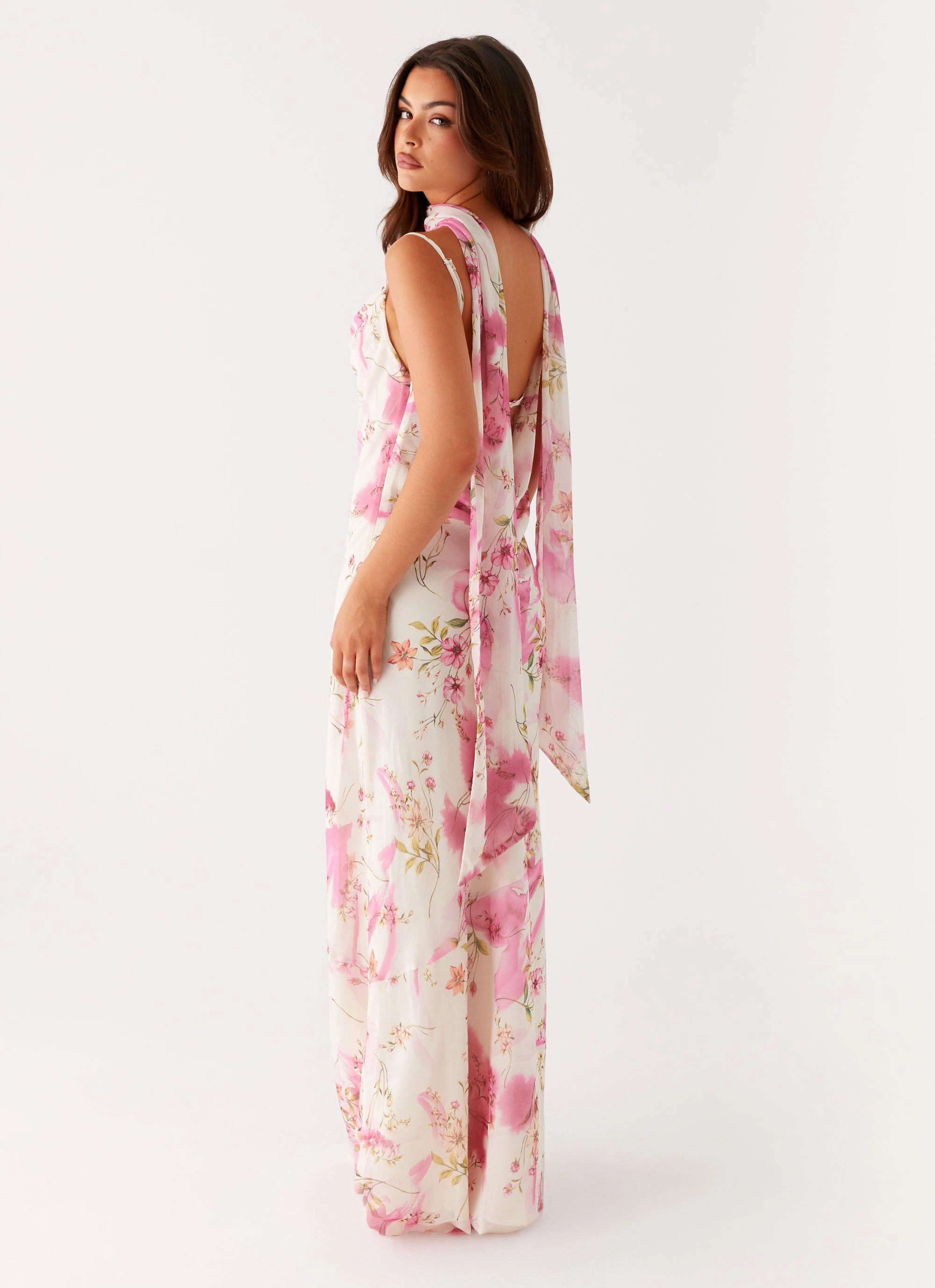 Noble Aura Flower Soft Spencer Maxi Dress - Ivory Floral Print