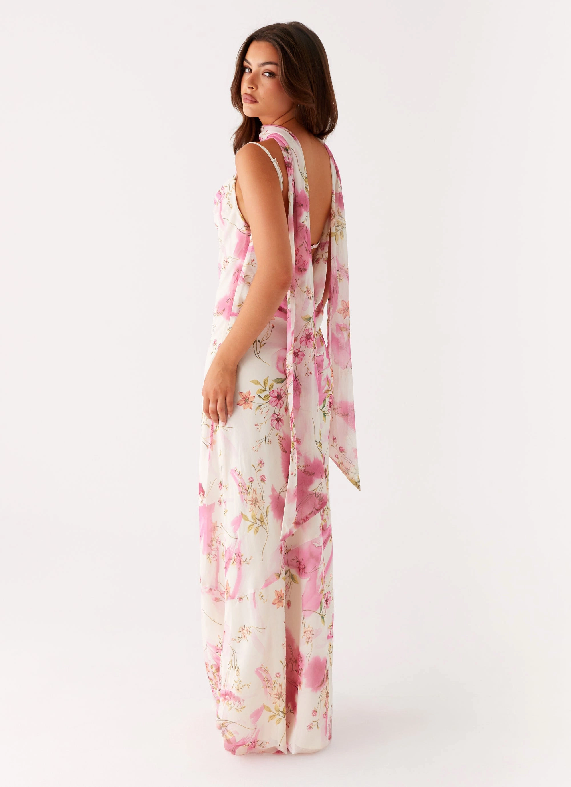 Spencer Maxi Dress - Ivory Floral Print Smart and Sleek Cozy Vibes