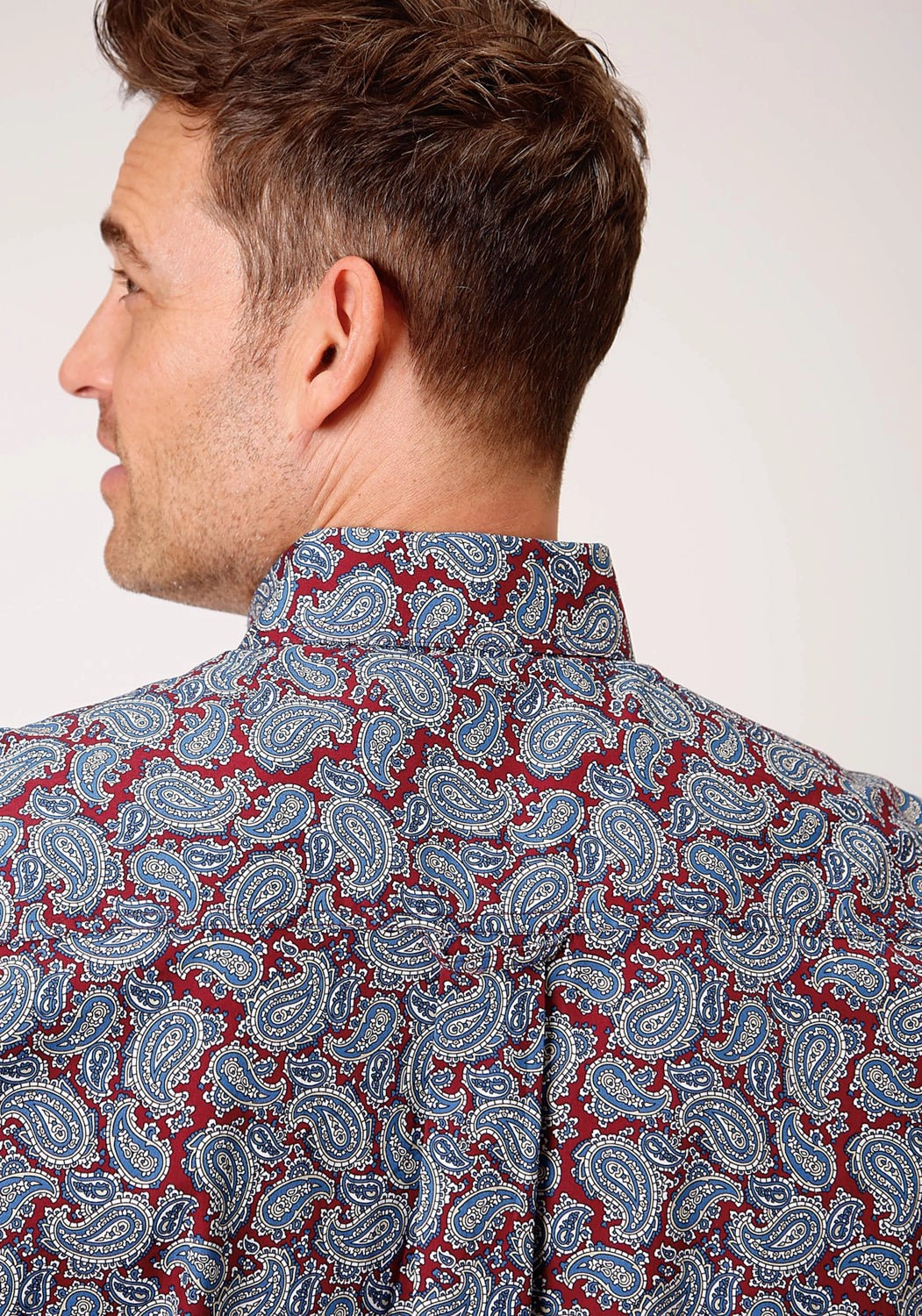 hypoallergenic Roper Mens Wine 100% Cotton Liberty Paisley BD L/S 1 Pkt Shirt