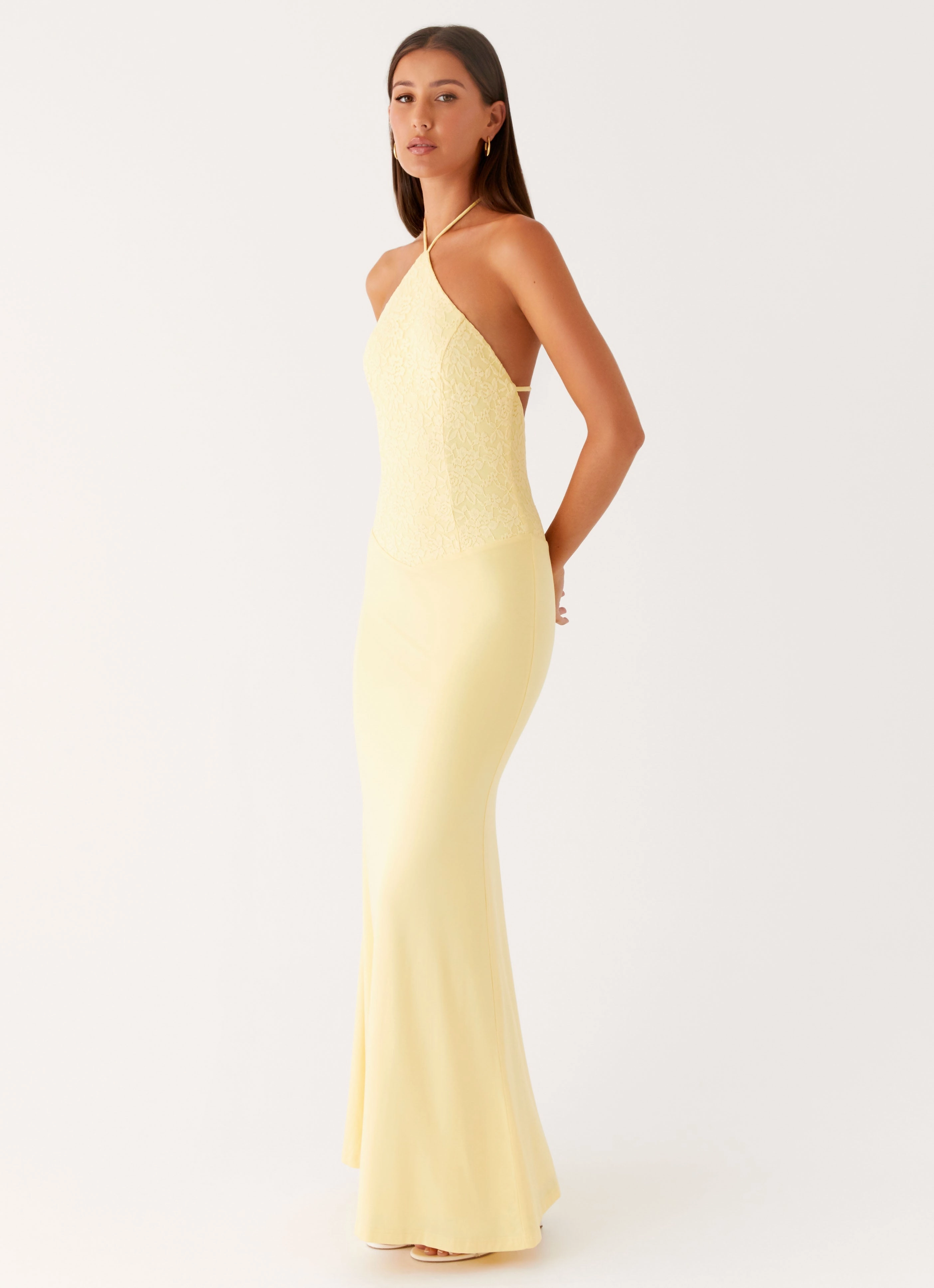 Fiesta Halter Maxi Dress - Sunny Yellow Warm Outerwear
