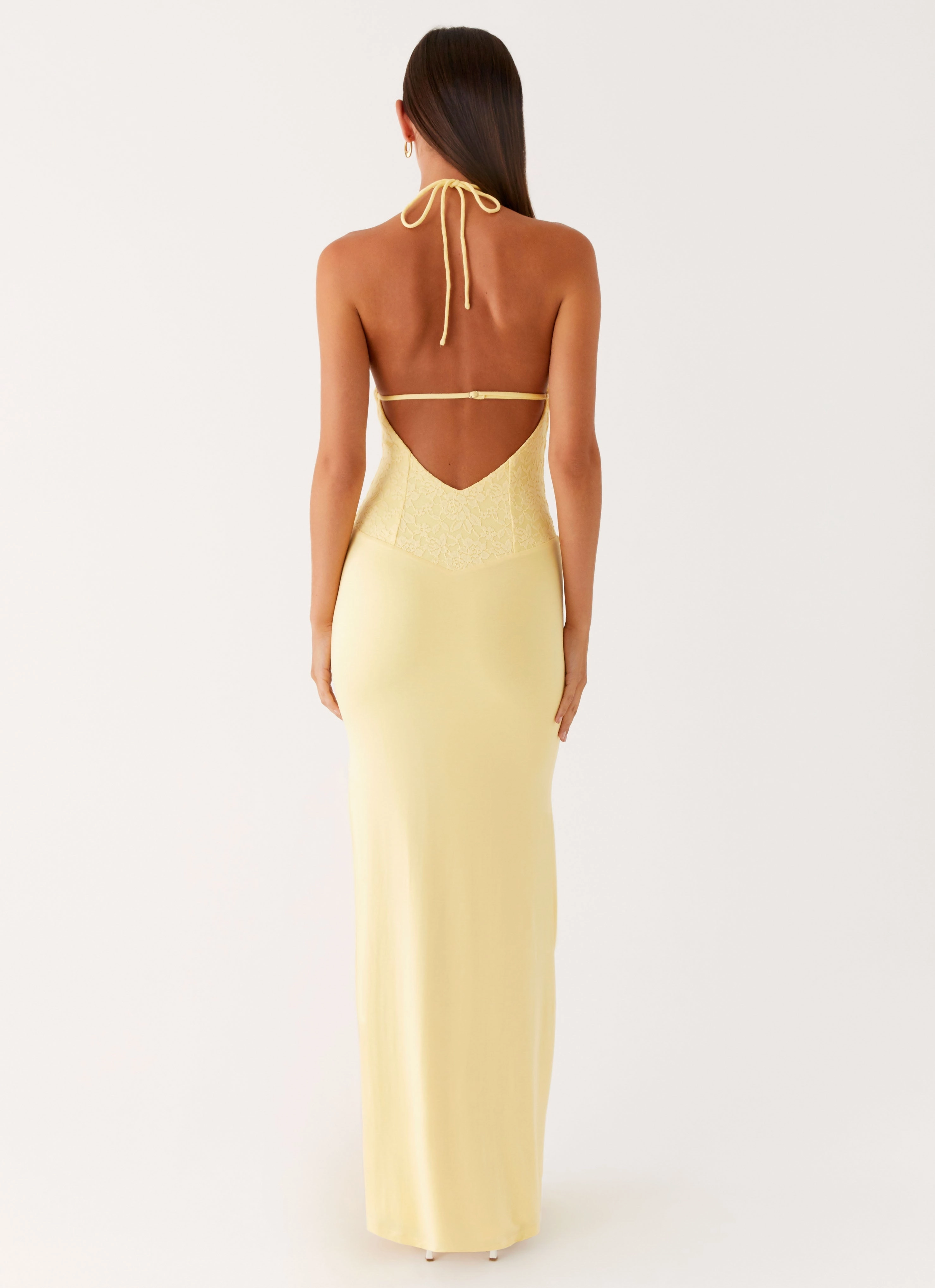 Padded Coat Fiesta Halter Maxi Dress - Sunny Yellow