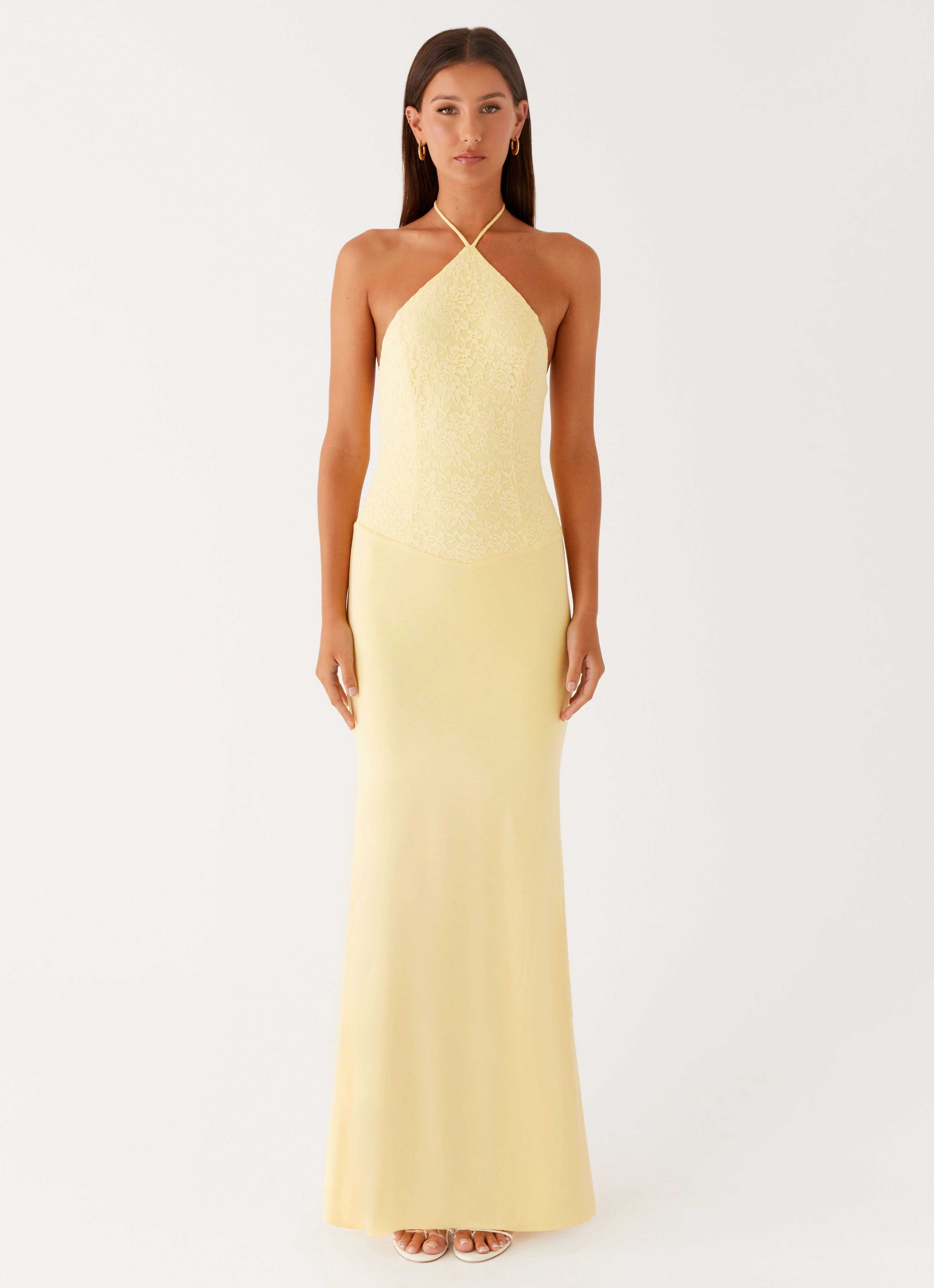 Fiesta Halter Maxi Dress - Sunny Yellow Puffer Outerwear