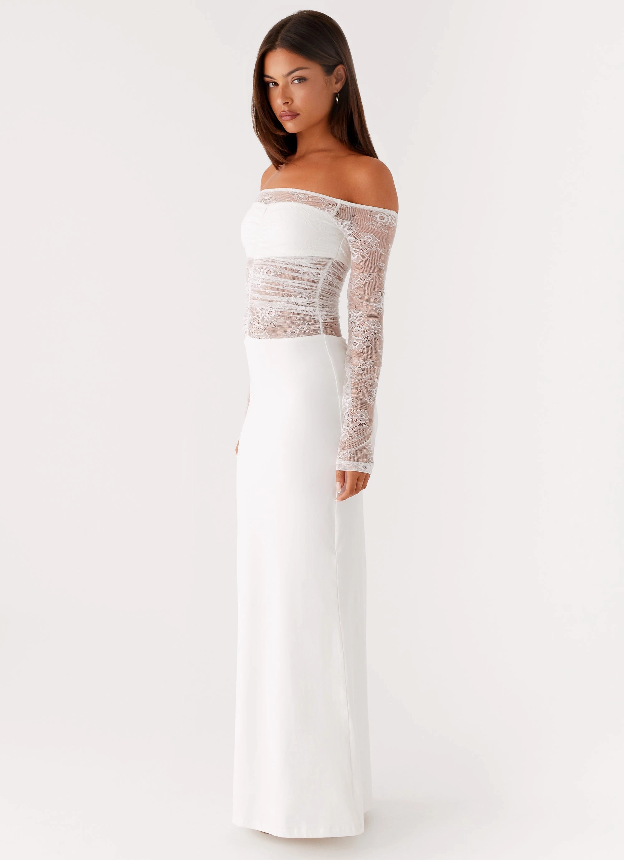 Avi Maxi Dress - White Shiny Zip