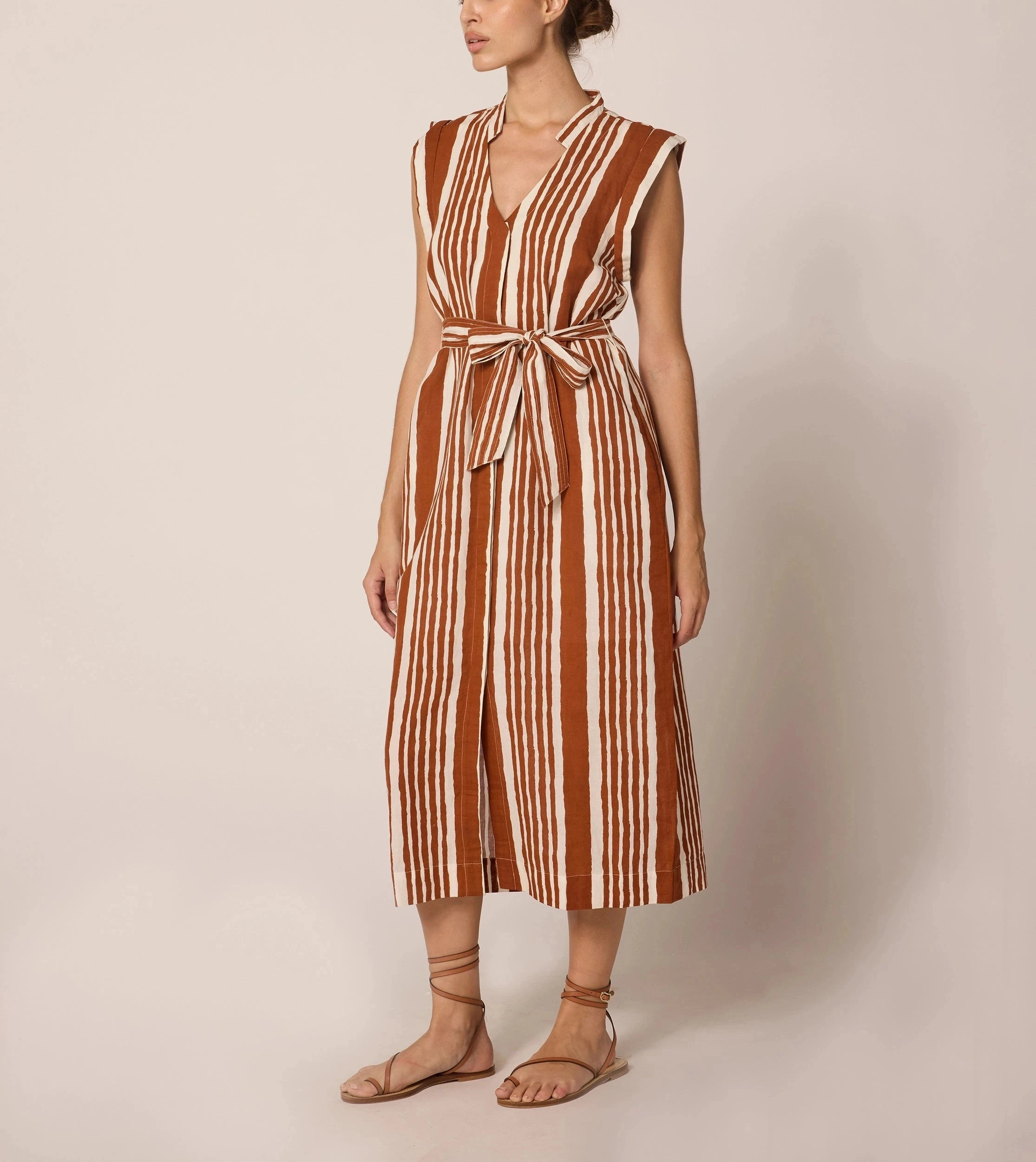 Linen Vibe Winter Layer Lani Midi Dress | Vecchio Stripe