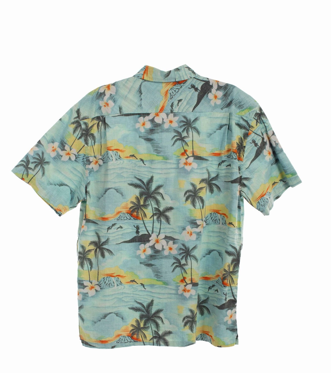 All-Purpose Wear Scully Mens Hawaiian Scenery Aqua 100% Cotton S/S Shirt