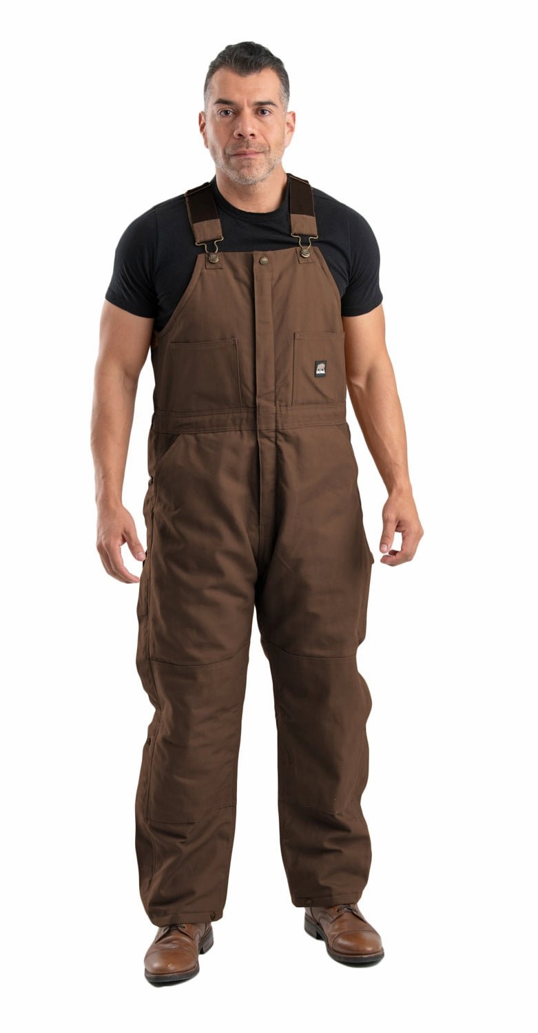 Kangaroo Pocket Berne Mens Bark 100% Cotton Deluxe Insulated Bib Overall
