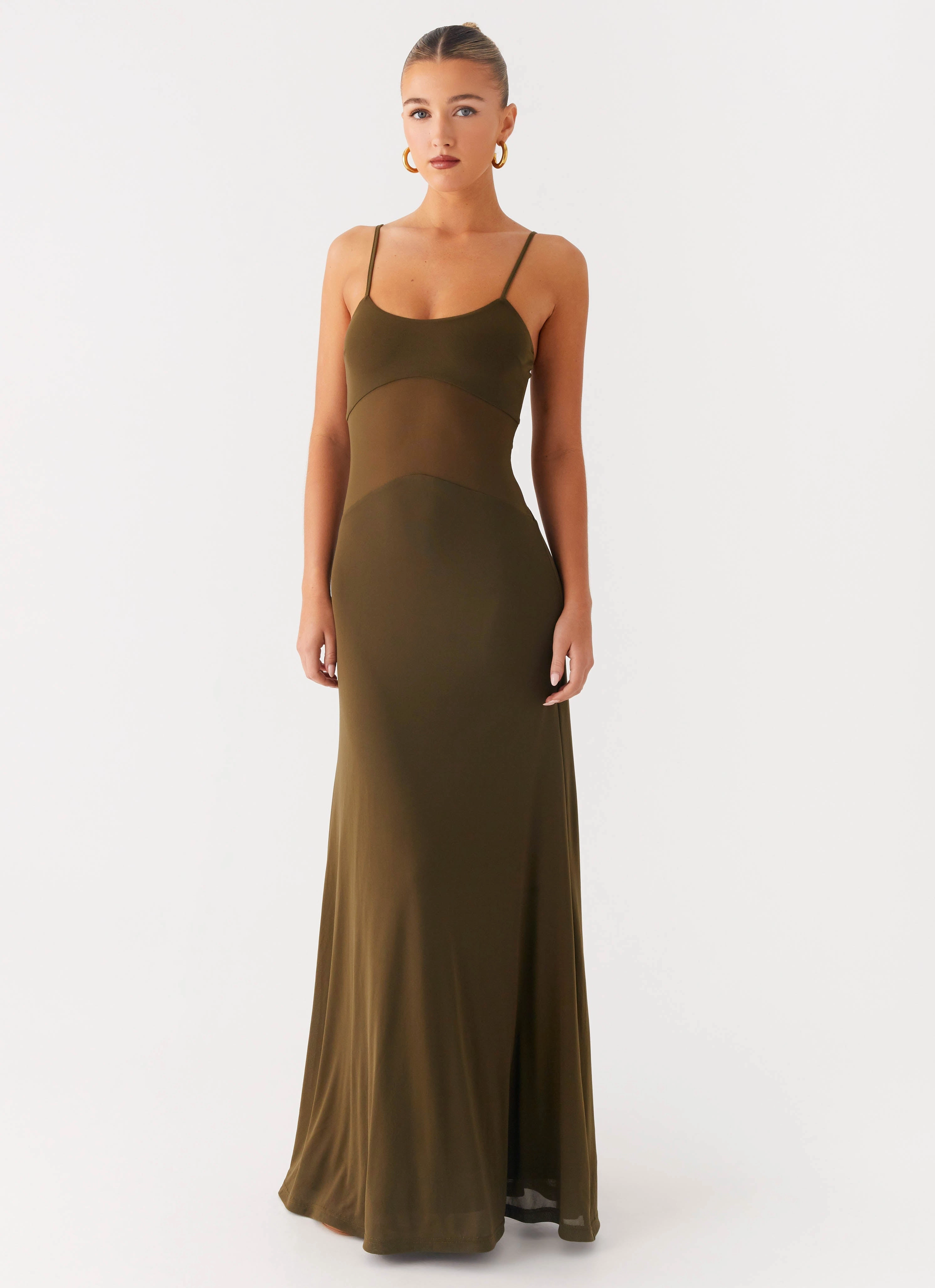 Starfall Maxi Dress - Khaki Heavy Puffer
