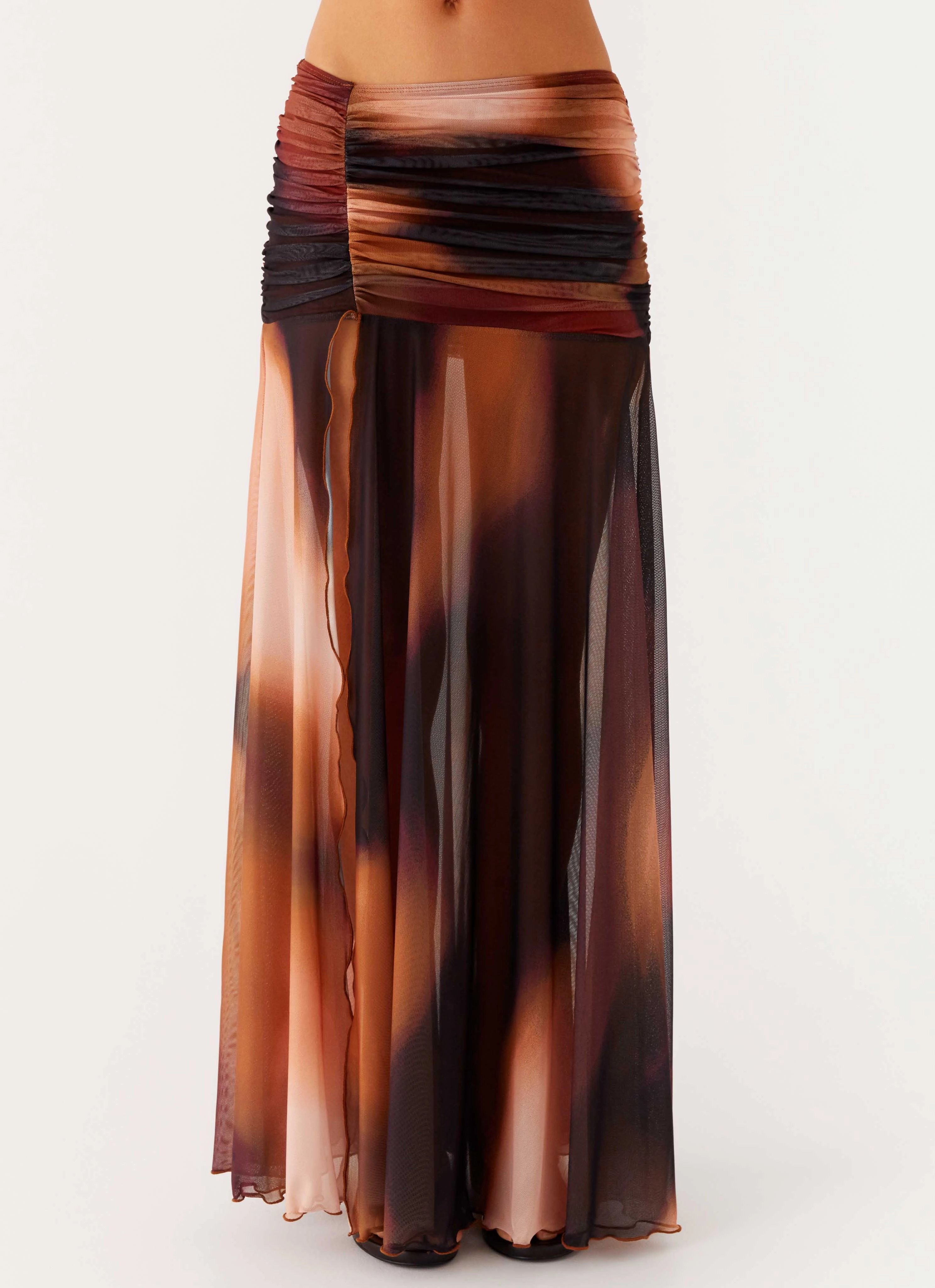 Soft Lines Stargazer Mesh Maxi Skirt - Black Gradient