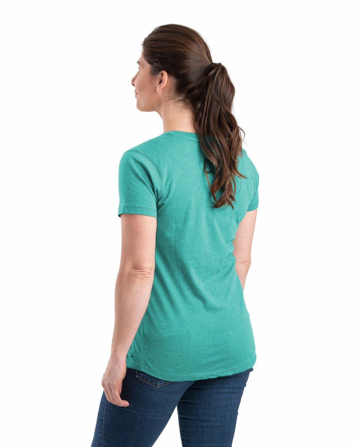 Party Ready Berne Aqua Cotton Blend Ladies Lightweight Performance V-Neck S/S