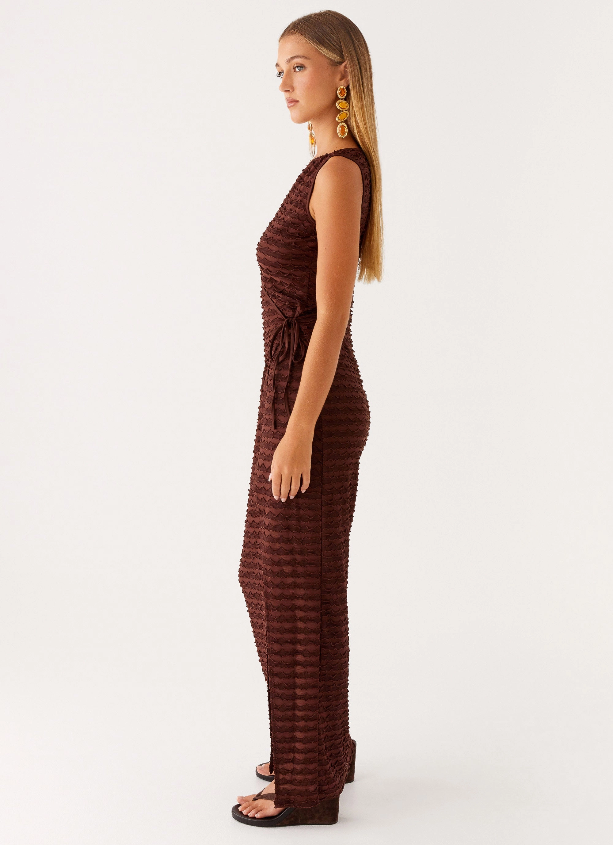 Party Safe Smart Design Sterling Wrap Maxi Dress - Chocolate