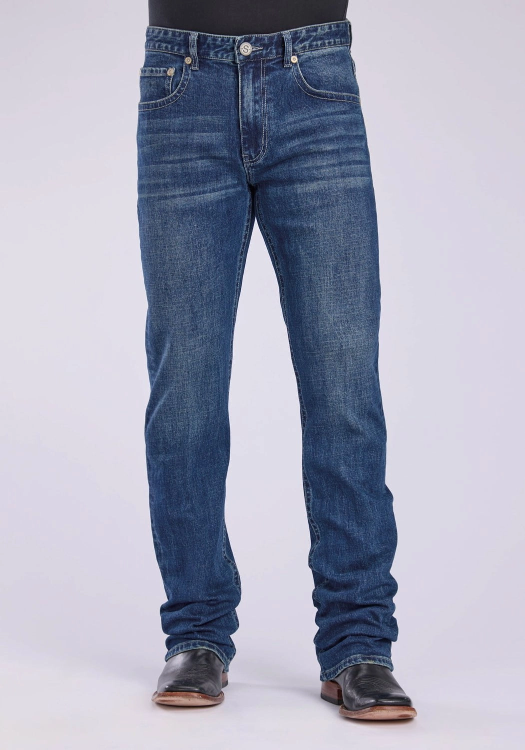 Stetson Mens 1211 Straight Stretch Blue Cotton Blend Jeans Rainy Day Vintage Lover Simple Comfort