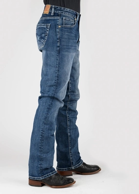 Stetson Mens 1211 Stretch Straight Leg Blue Cotton Blend Jeans Smart Style Cool And Simple