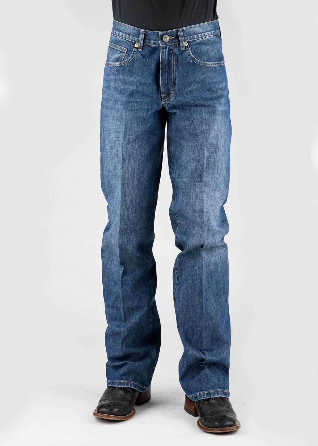 Stetson Mens 1312 Modern Seams Back Blue 100% Cotton Jeans Pre Shrunk Fabric