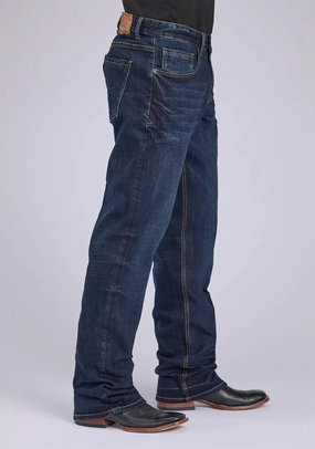 Stetson Mens 1313 Modern Stretch Dark Wash Cotton Blend Pieced Jeans All Use Wear Everyday Motion