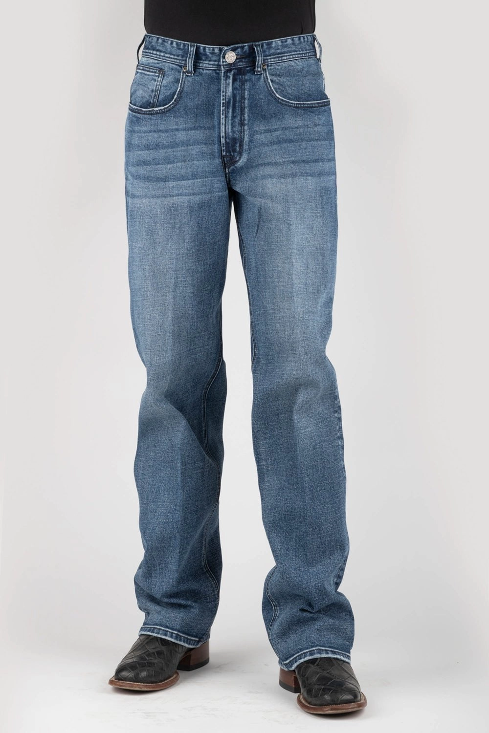 Stetson Mens 1521 Stretch Dbl Diamond Blue Cotton Blend Jeans Soft Sustainable