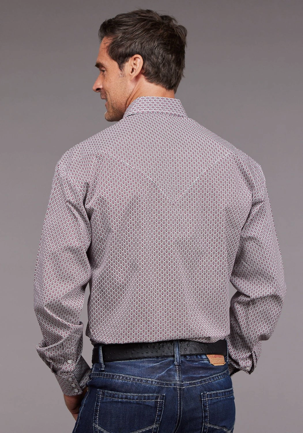 Anti Pilling Surface Stetson Mens 2037 Rhombus Diamond Red 100% Cotton L/S Shirt