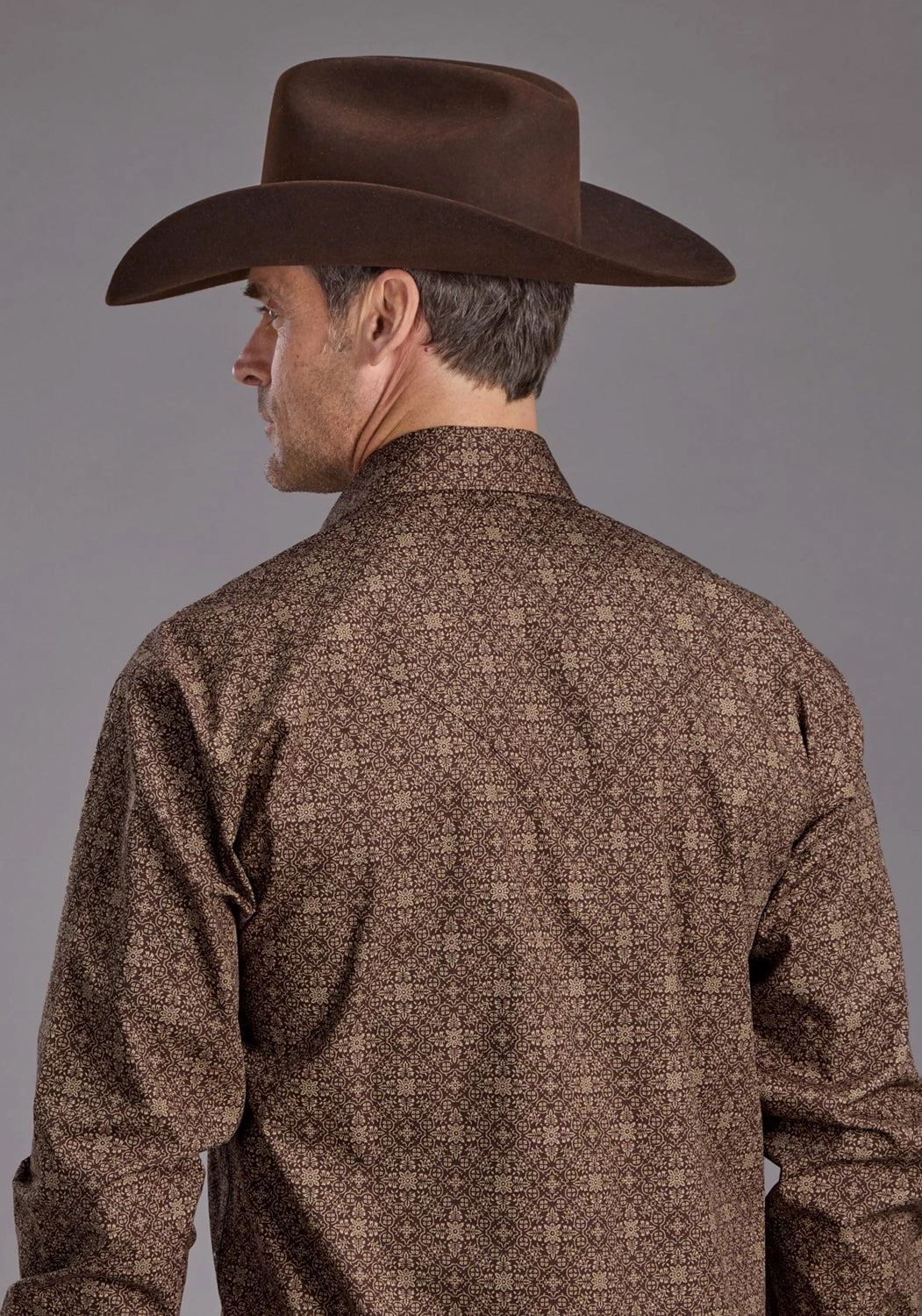 Unisex Option Dynamic Design Stetson Mens 2232 Vintage Ornamental Brown 100% Cotton L/S Shirt