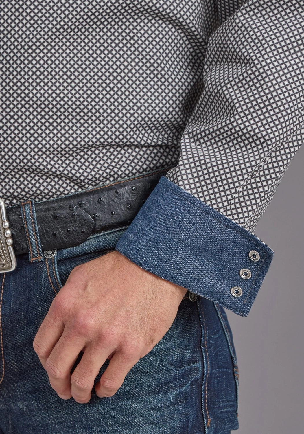 Organic Cotton Comfort-First Stetson Mens 2236 Diamond Geo Black 100% Cotton L/S Shirt