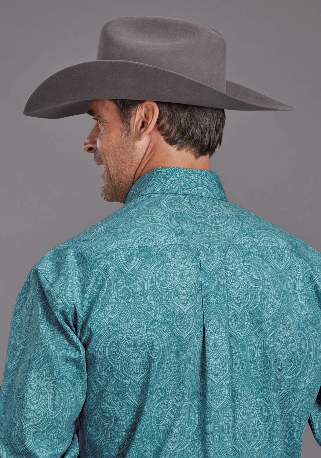 Stetson Mens Aquamarine Paisley Blue 100% Cotton 1 Pkt L/S Shirt Unique Design Athletic Cut