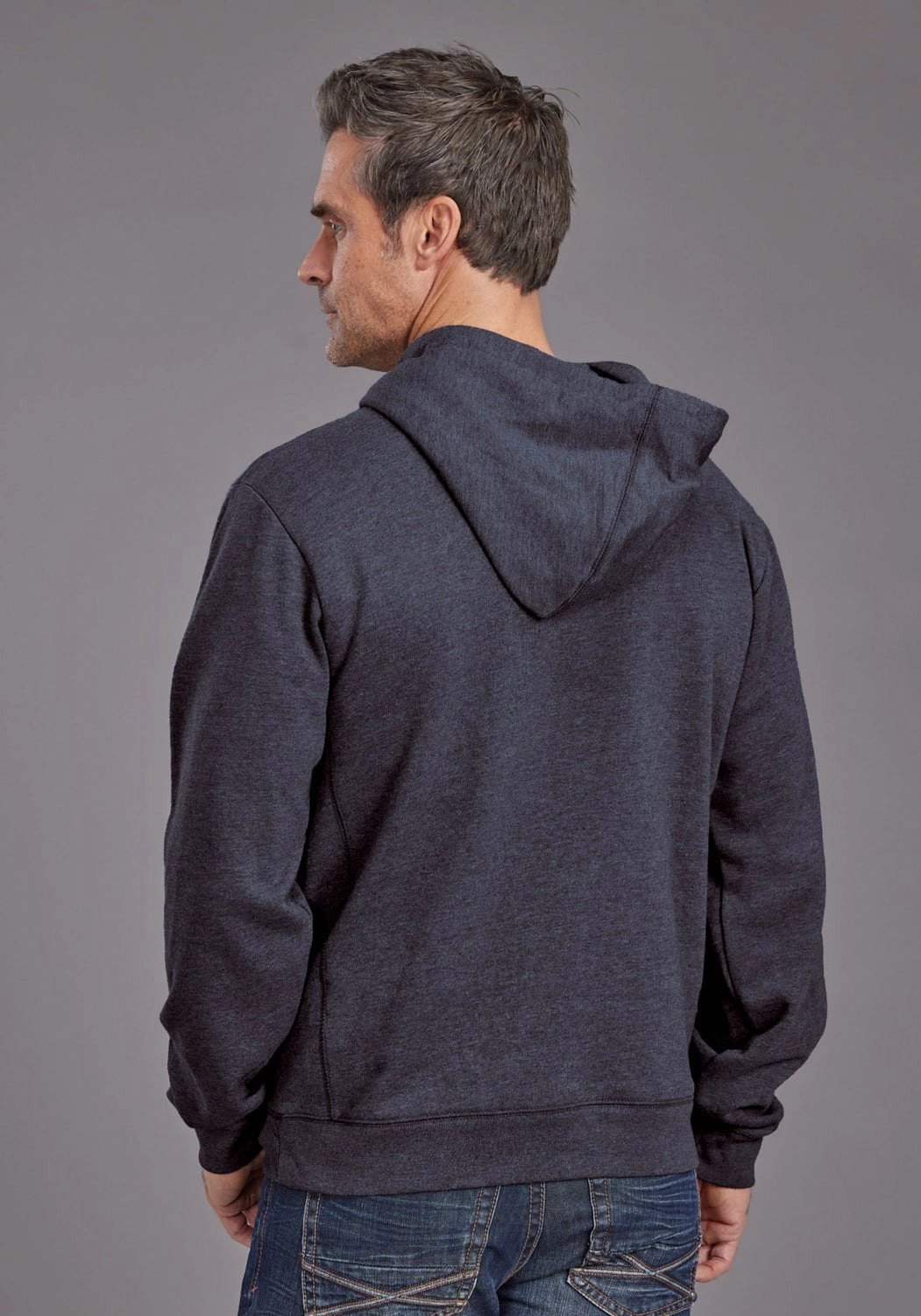 Stetson Mens Block Letter Blue Cotton Blend Hoodie SeamlessBonding