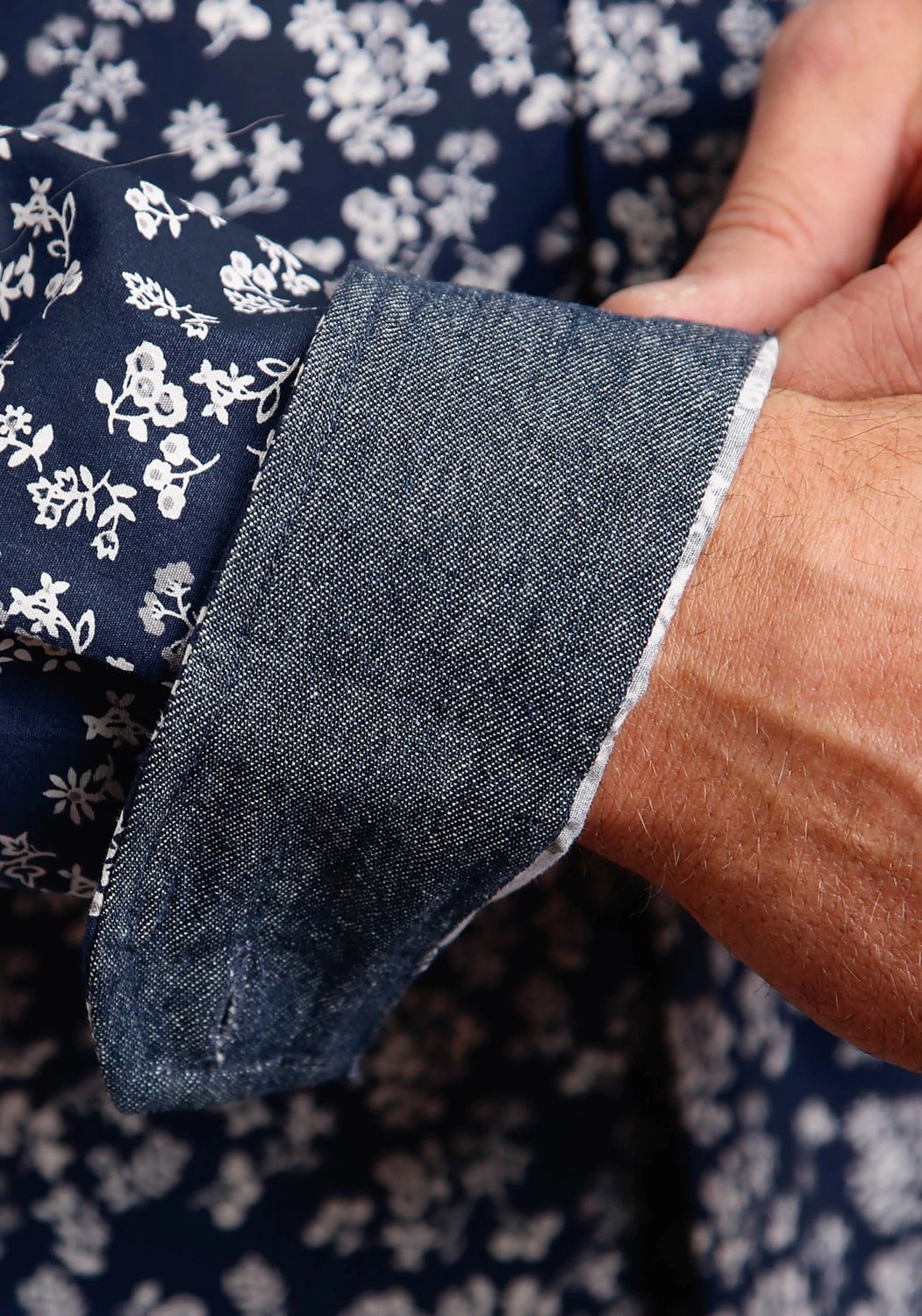 Affordable Fashion Stetson Mens Blue 100% Cotton Frontier Floral BD L/S 1 Pkt Shirt